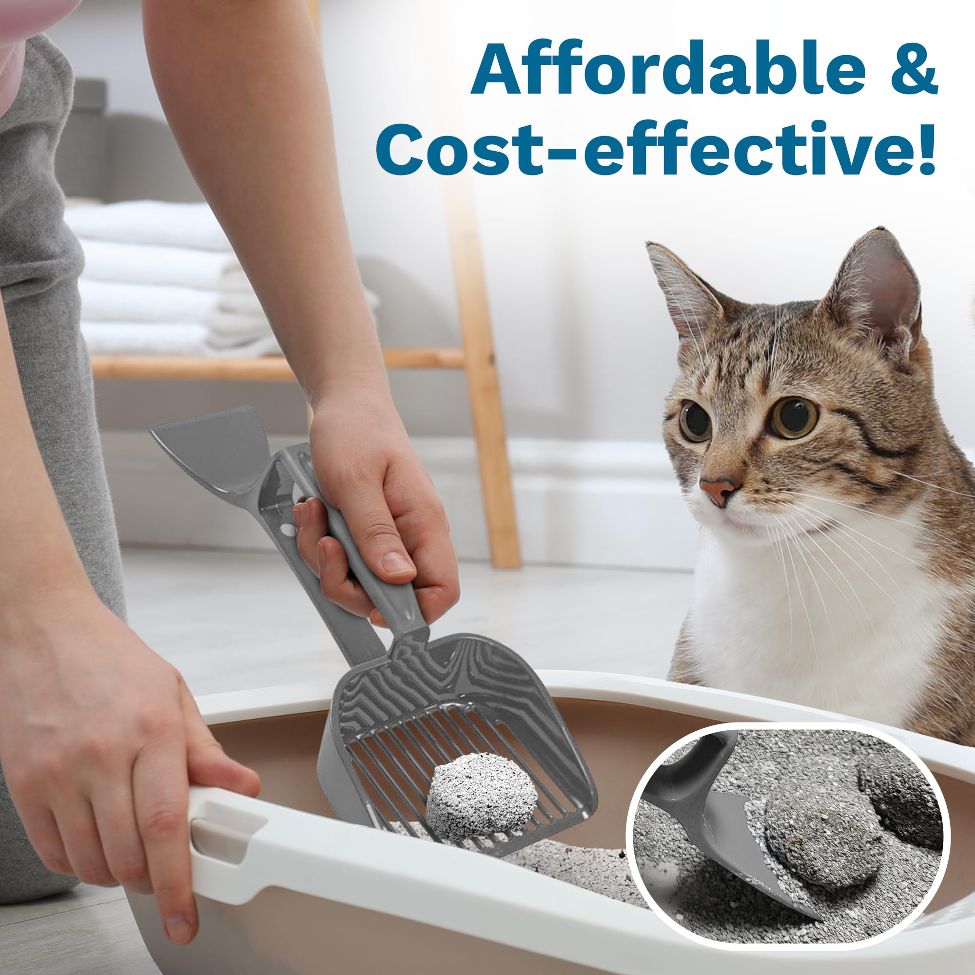 Scrape 'N' Scoop Cat Litter Clump Remover With Sifter – Litter Box Scooper & Scraper 2 In 1 For Litter Tray, Potty, & Litter Pan - Animal Waste Cleaner Tool - Pet Accessories & Supplies - Grey