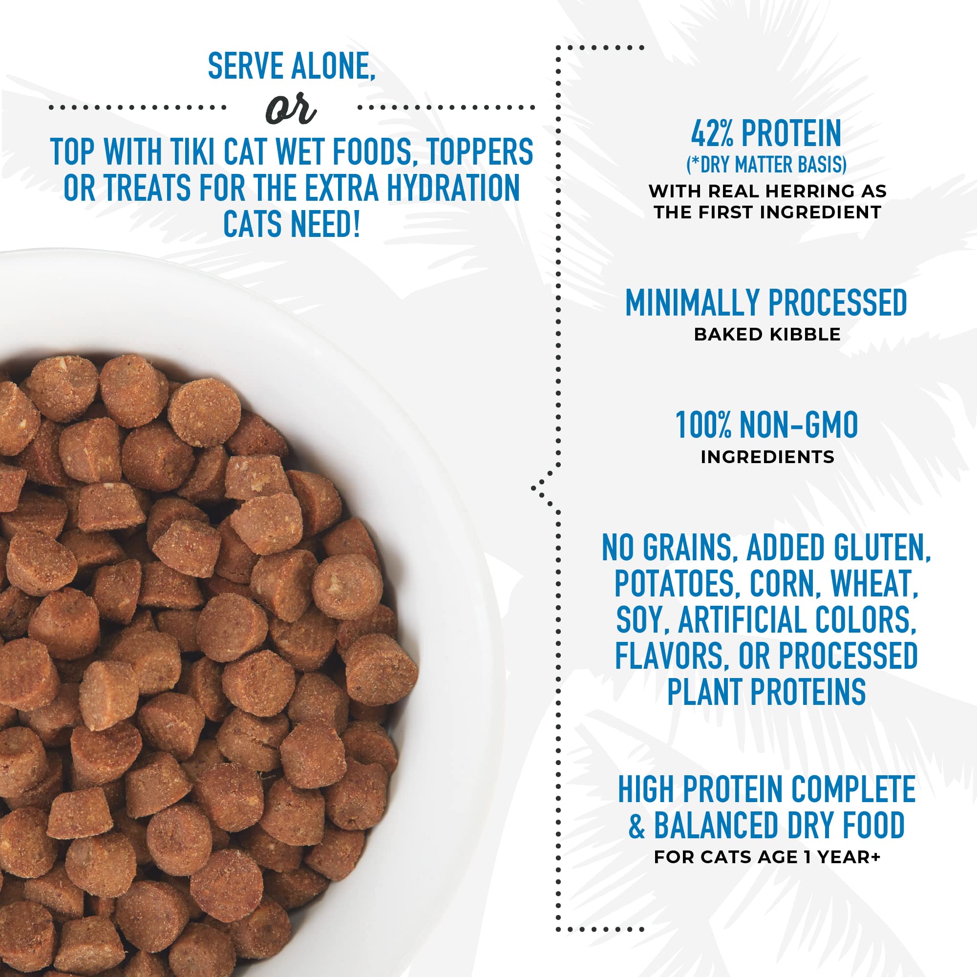Tiki Cat Born Carnivore High Protein, Herring & Salmon Meal, Grain-Free Baked Kibble to Maximize Nutrients, Dry Cat Food, 2.8 lb