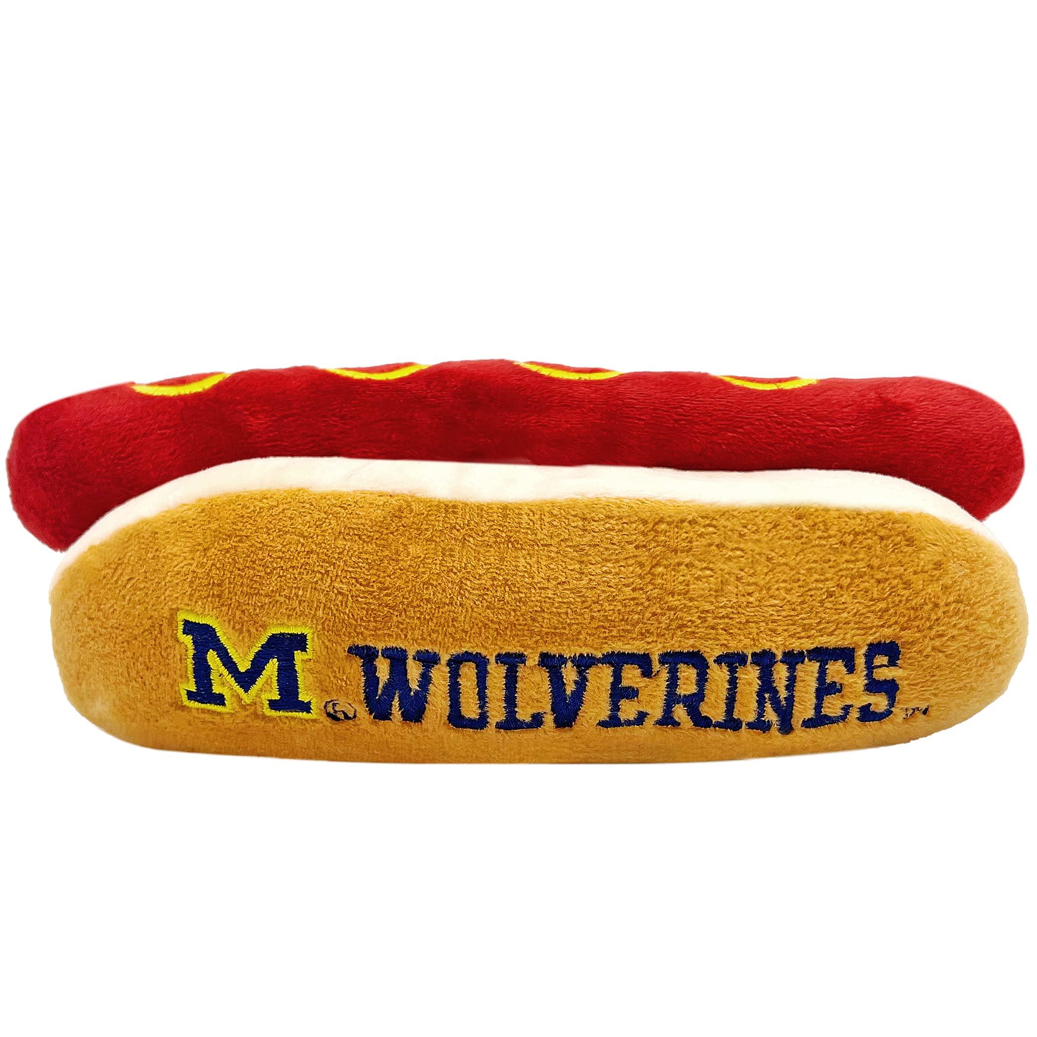 Pets First Ncaa Michigan Wolverines Hot Dog Plush Dog & Cat Squeak Toy- Cutest Hot-Dog Snack Plush Toy For Dogs & Cats With Inne