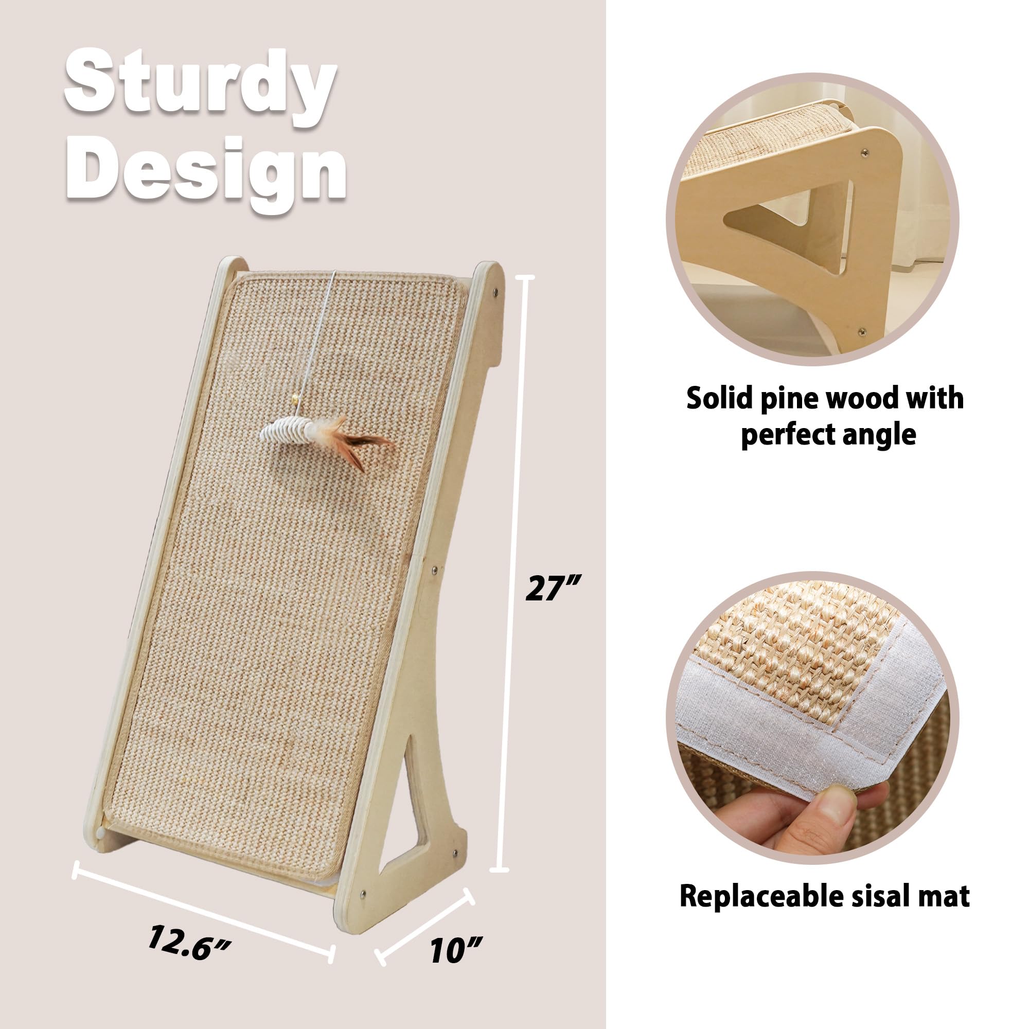 Meeyoview Cat Scratcher, L Shape Cat Scratching Pad, Sisal Cat Scratch Board For Indoor Cats, Wall Furniture Protector With Catn