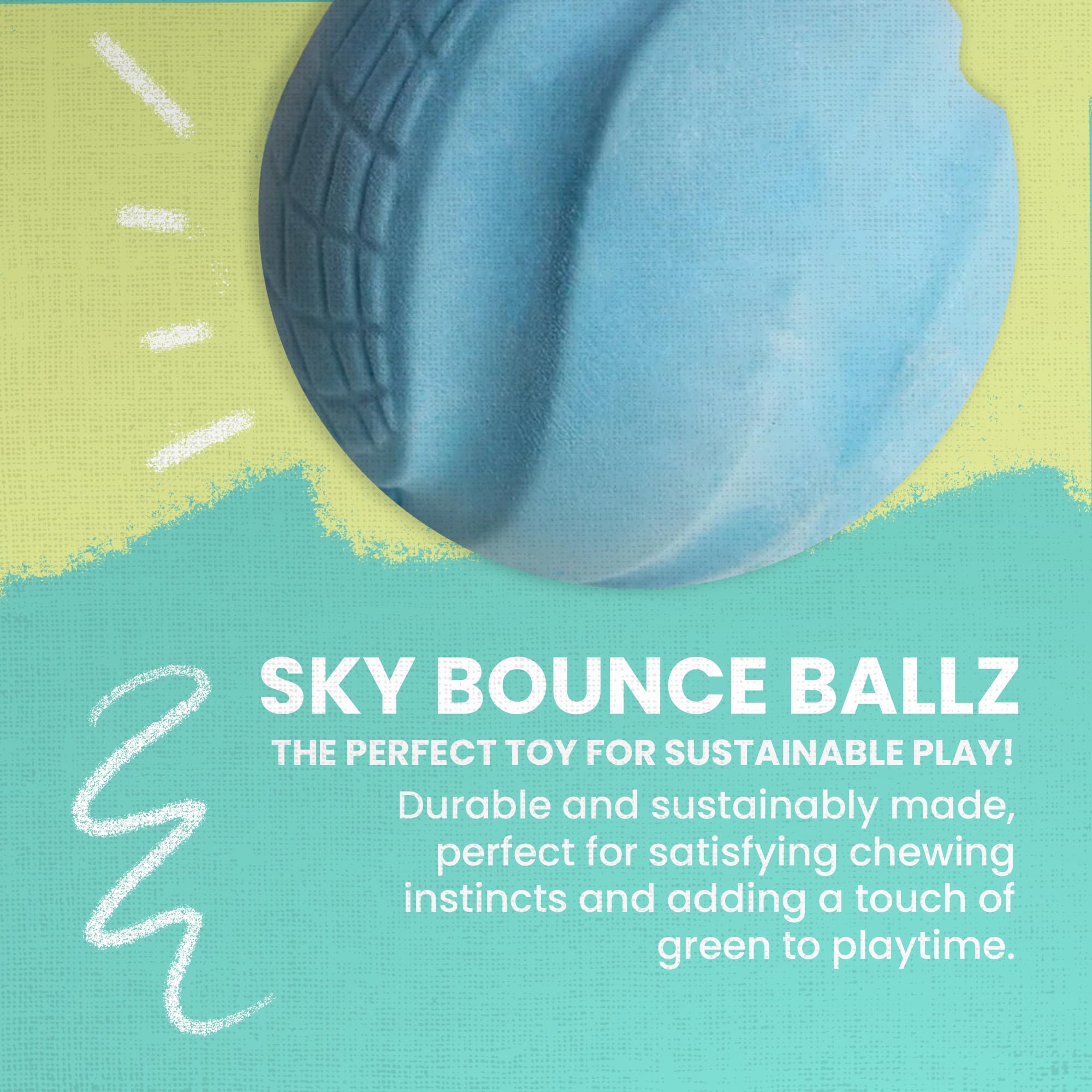 Snugarooz Sky Bounce Ballz Dog Toy Blue – Eco-Friendly Tpr High-Bouncing Fetch Balls - Floats On Water - Durable & Fun For Dogs
