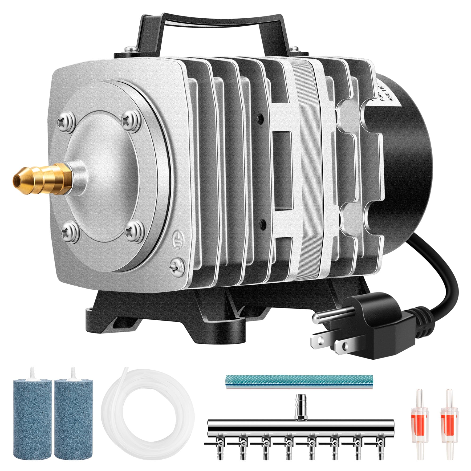 VIVOSUN Air Pump Kit, with 40 W 1110 GPH Commercial Air Pump, 8-Way Splitter, 2 Pcs Air Stones, 25 ft Air Tubing, 2 Pcs Check Va