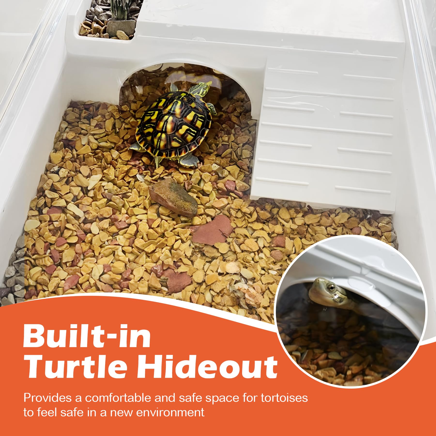 Azv Turtle Tank Habitat Kit,Aquatic Tortoise Enclosure Starter Aquarium With Multi-Function Area And Water Filter, Baby Adult Tu