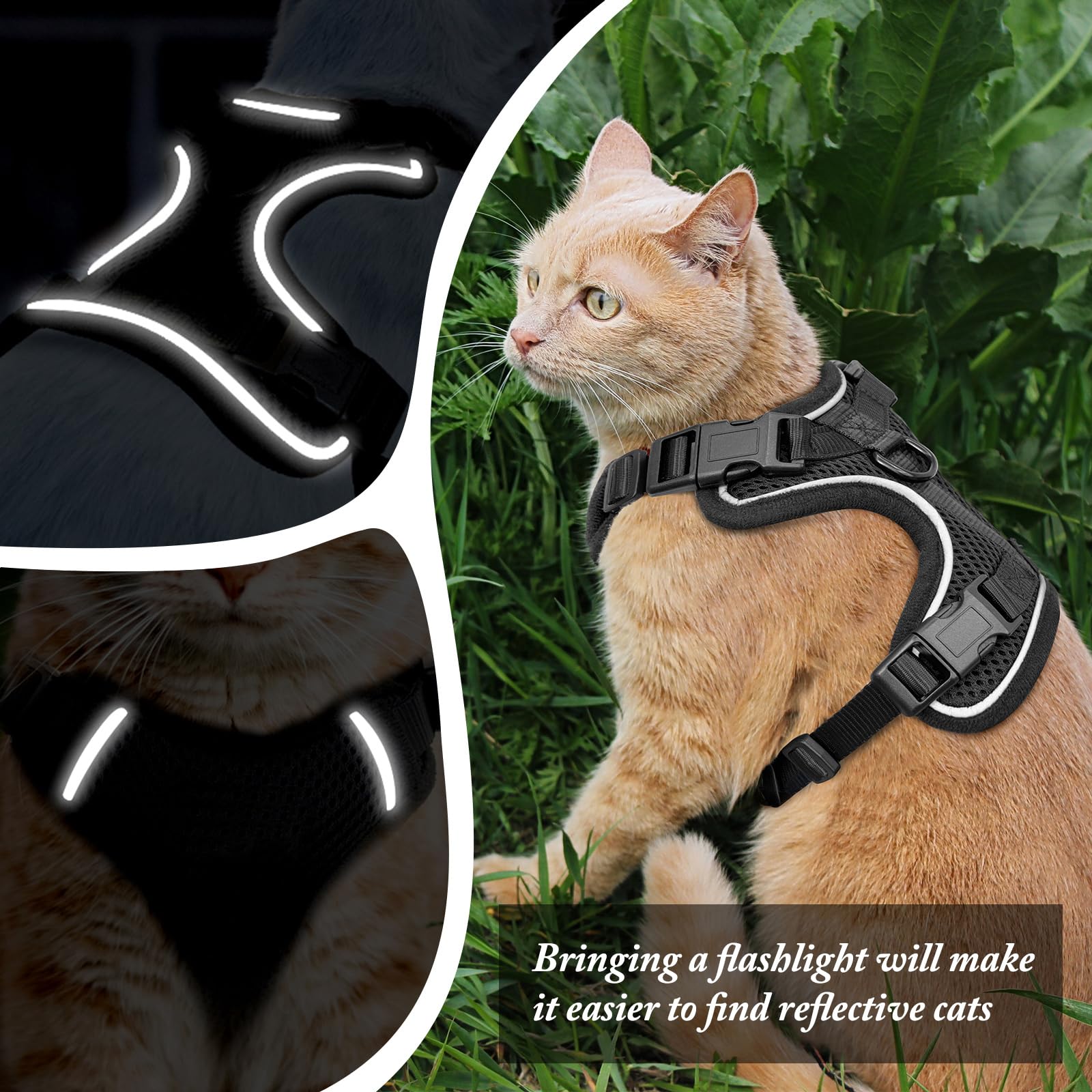 Cat Harness and Leash for Walking, Cat Car Harness, Escape Proof Soft Adjustable Vest Harnesses for Cats, Easy Control Breathabl