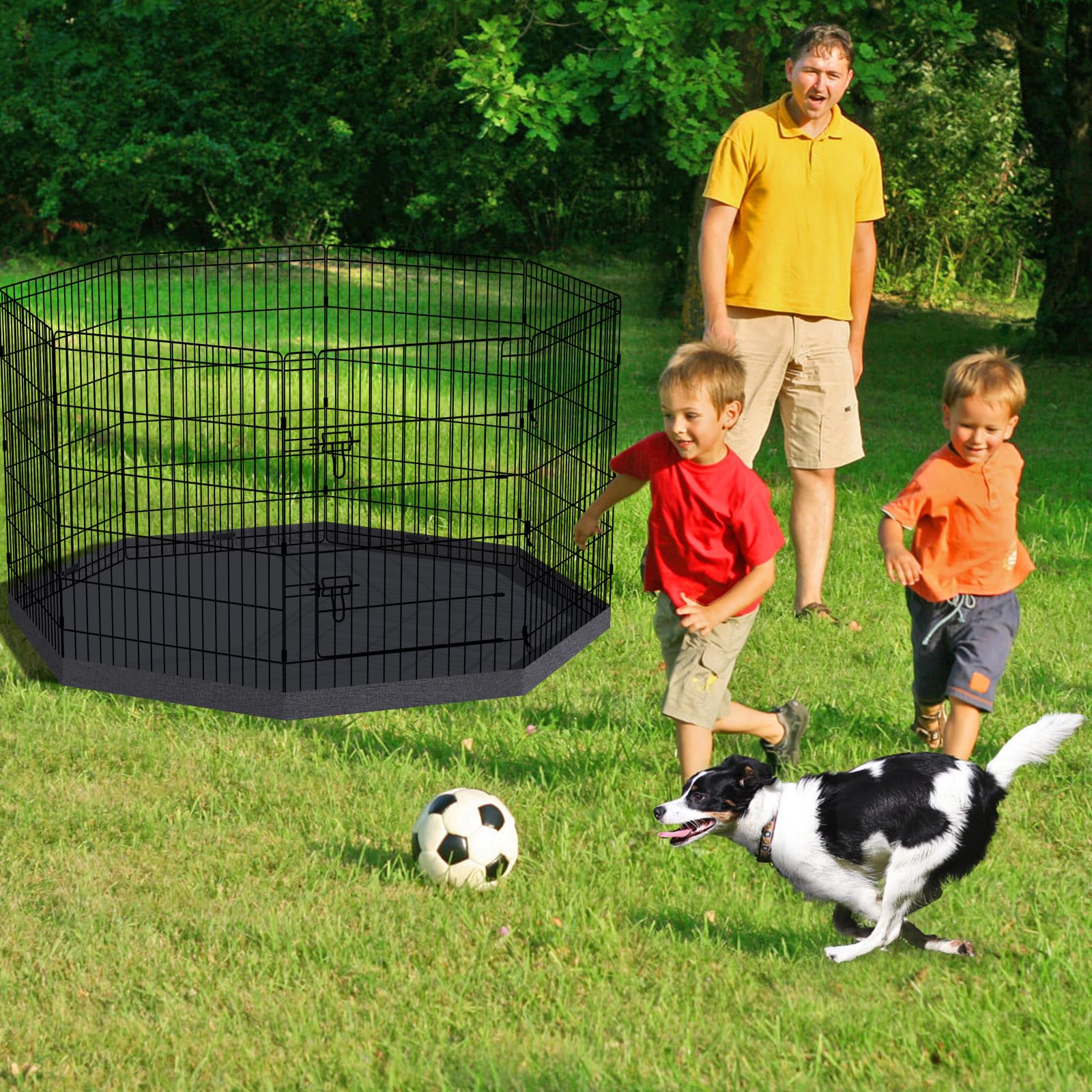 Dog Pen Pet Playpen Dog Fence Indoor Foldable Metal Wire Exercise Puppy Play Yard Pet Enclosure Indoor Outdoor 8 Panels 36 Inch