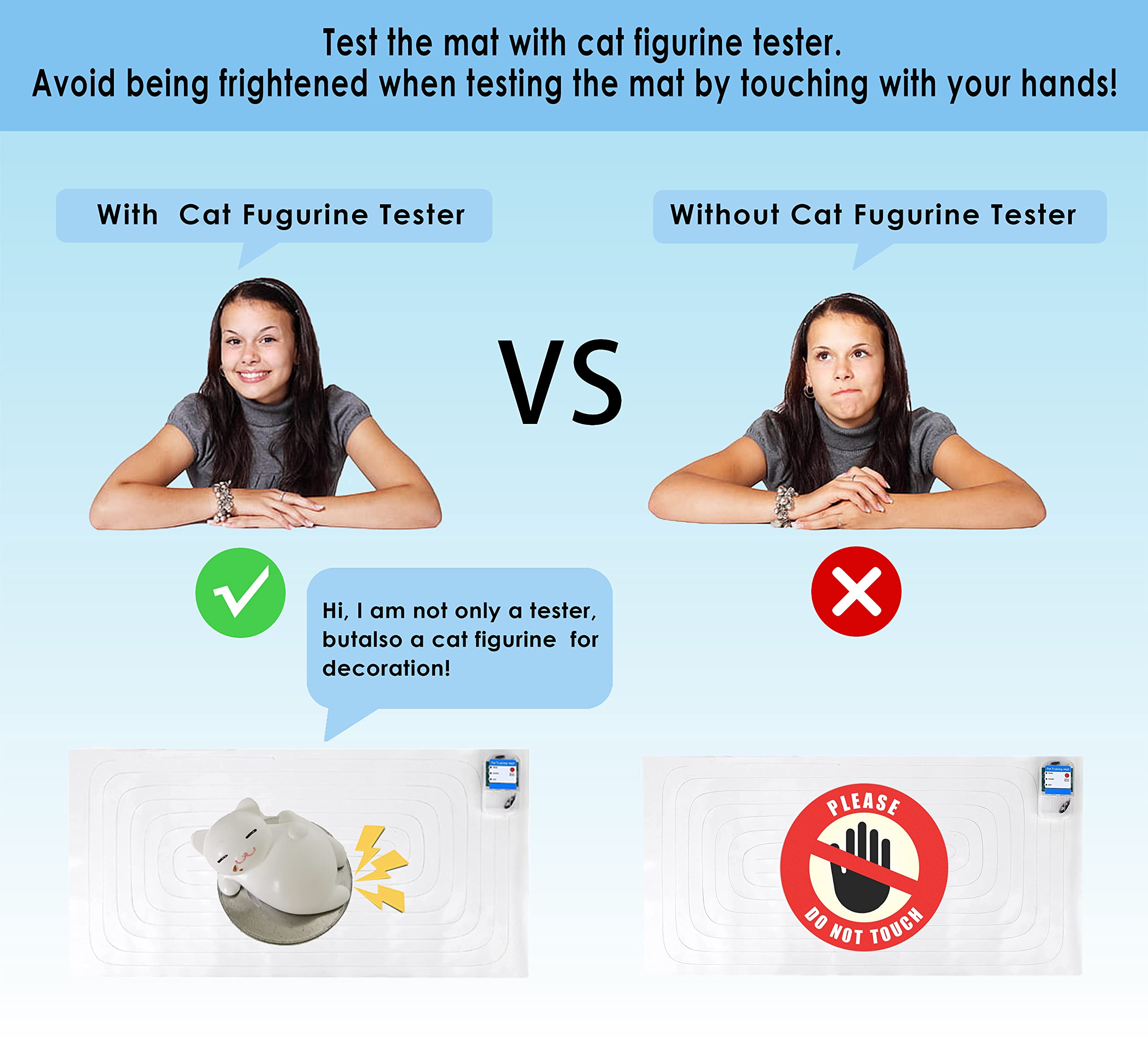 Seerway Scat Pet Shock Mat With Tester, Shock Pads For Dogs And Cats Training Indoor, Electric Repellent Mat Keeps Pets Off Couch, Sofa, Counter Top, 3 Training Modes, Battery Operated