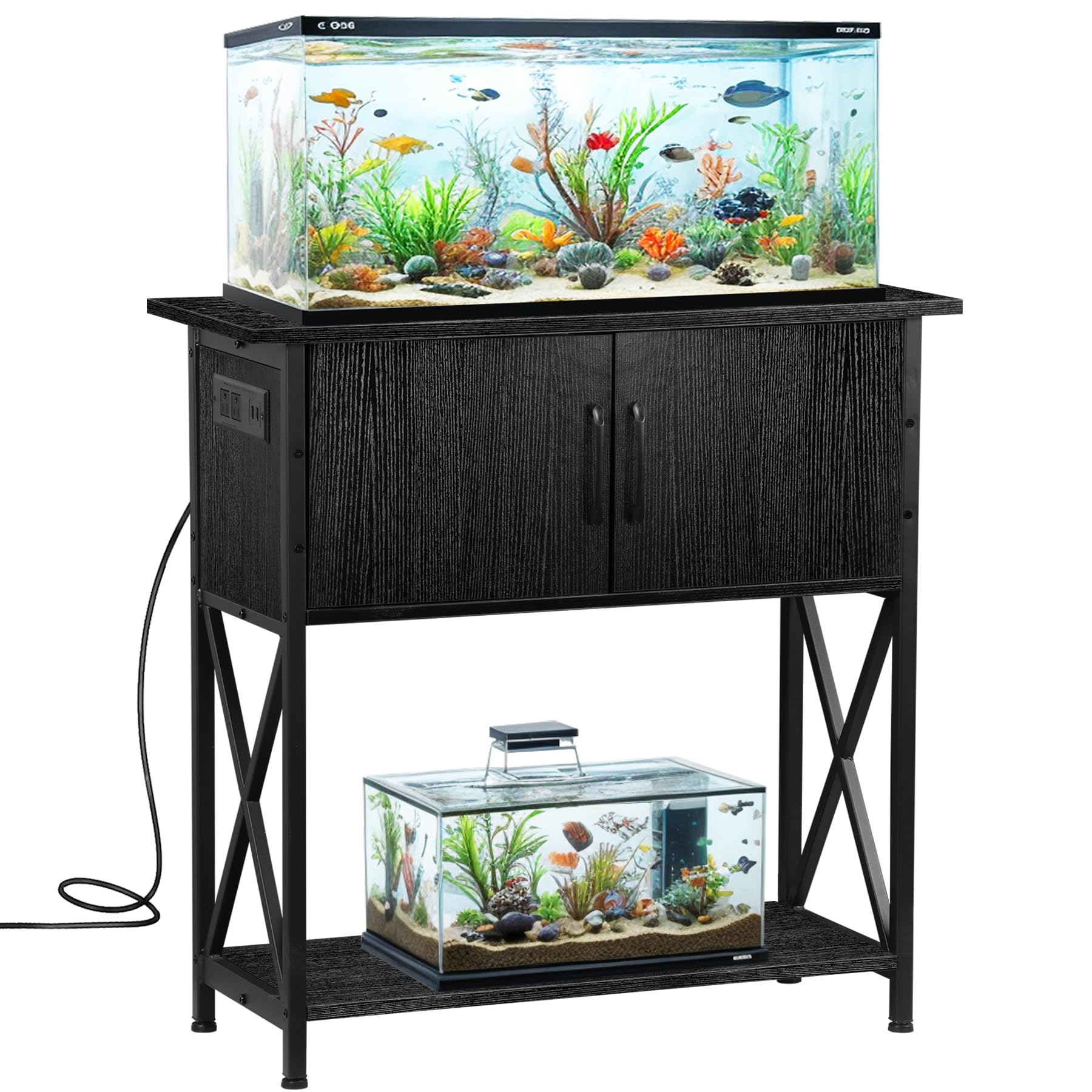 29 Gallon Aquarium Stand with Cabinet Storage - Metal Fish Tank Stand for 20 Gallon Long Aquariums, 330LBS Capacity (30.7 L*12.6