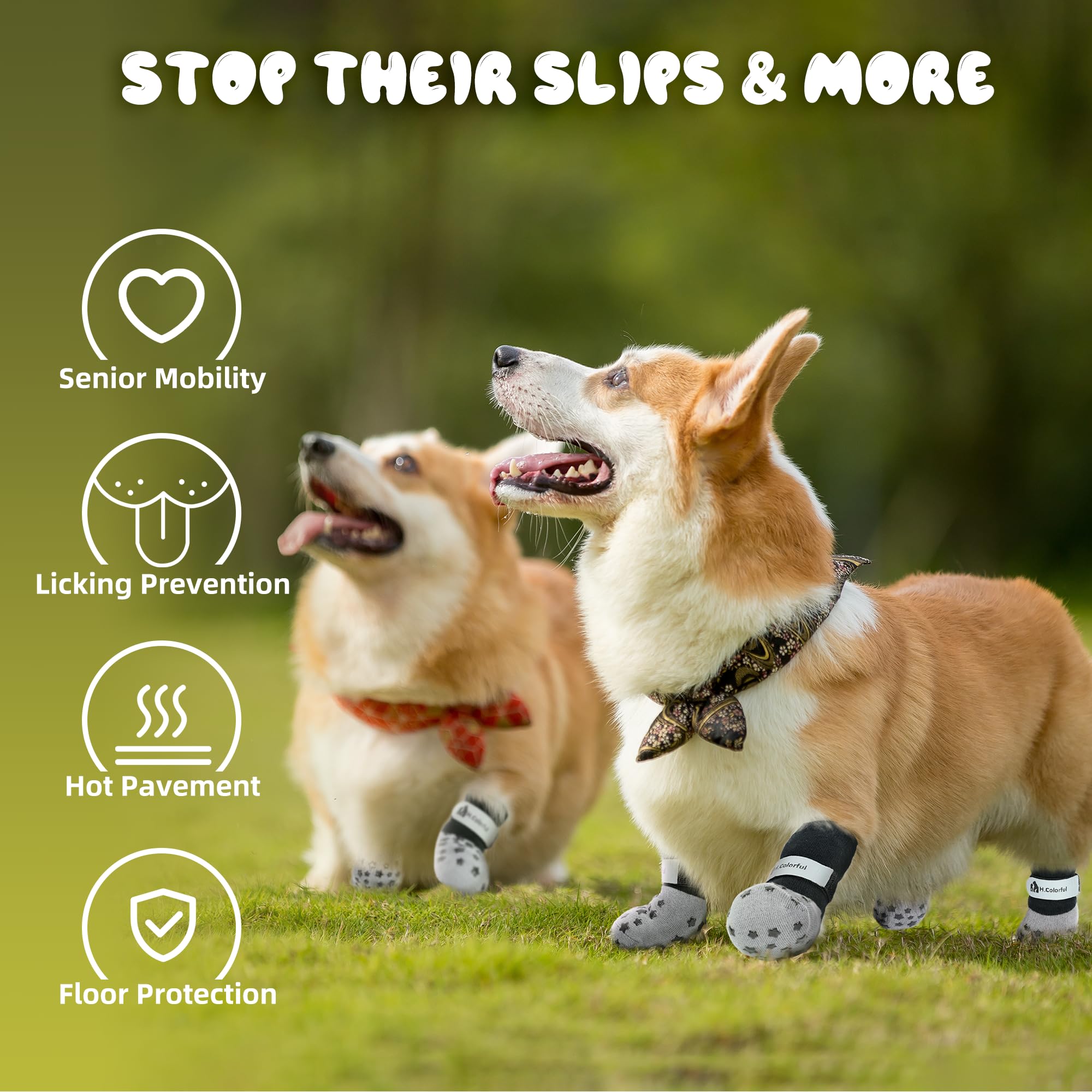 Homcolorful Anti-Slip Dog Socks For Hardwood Floors, Non-Slip Socks With Reflective Strips To Provide Paw Protection, Reflective