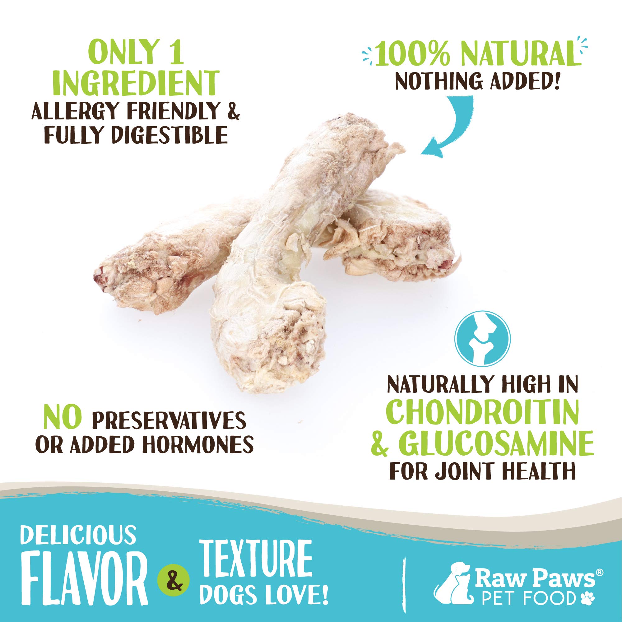 Raw Paws Freeze-Dried Chicken Necks for Dogs & Cats (4-Ounce) - Made in USA - Raw Freeze Dried Dog Treats - Chicken Necks for Ca