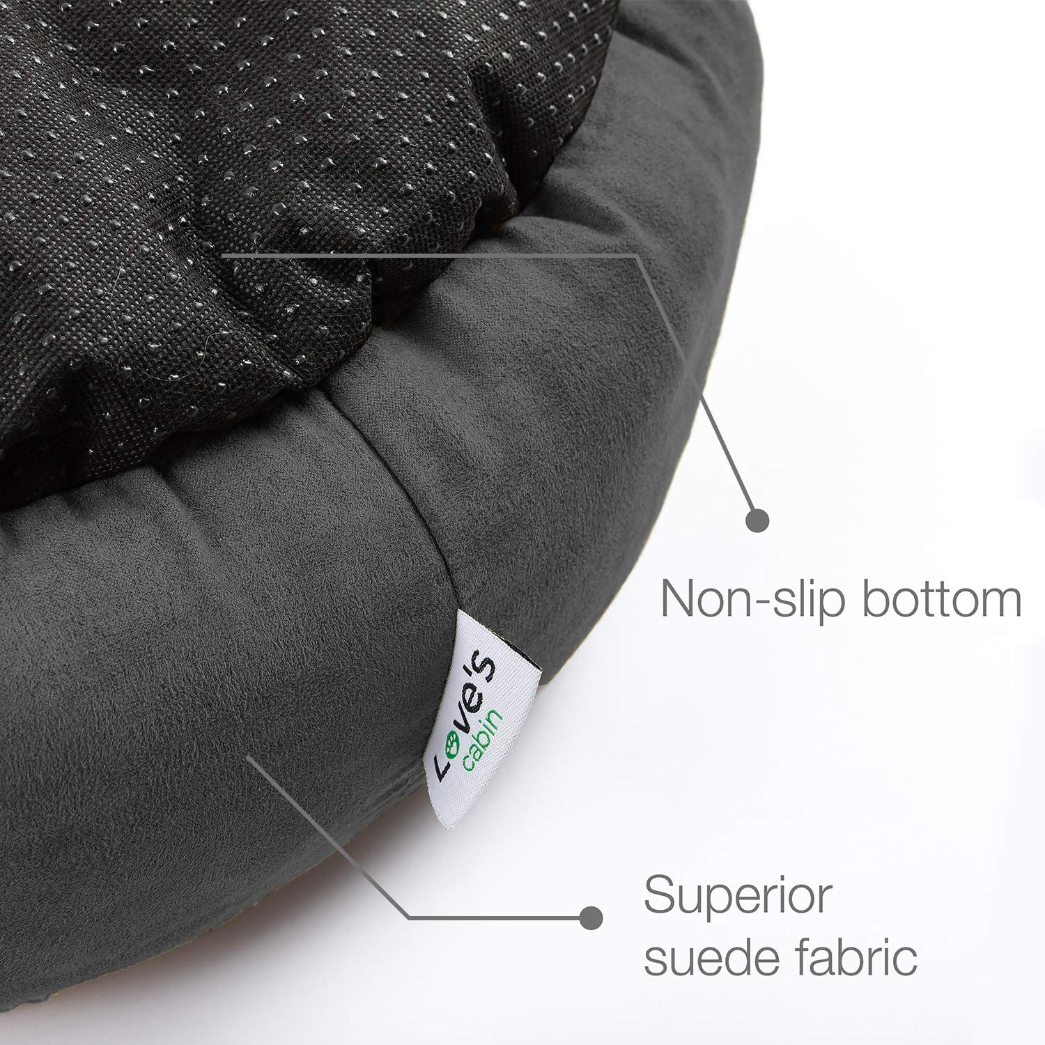 Love'S Cabin Round Donut Cat And Dog Cushion Bed, 20In Pet Bed For Cats Or Small Dogs, Anti-Slip & Water-Resistant Bottom, Super Soft Durable Fabric Pet Beds, Washable Luxury Cat & Dog Bed Dark Grey