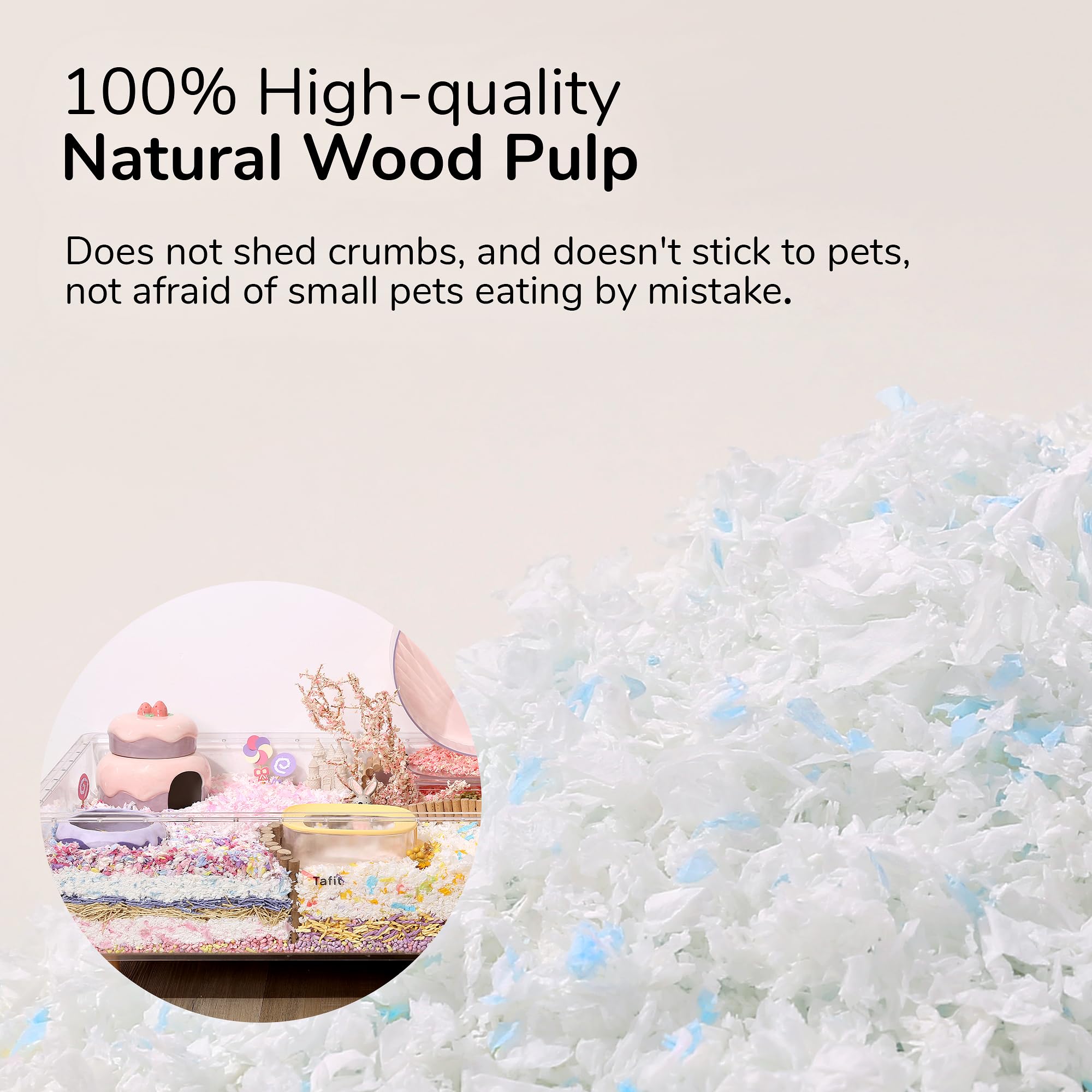 Tafit Dust-Free Soft Natural Paper Hamster Bedding With Odor Control, Strong Absorption, 36 Liters, For Hamster, Guinea Pig,Rabb