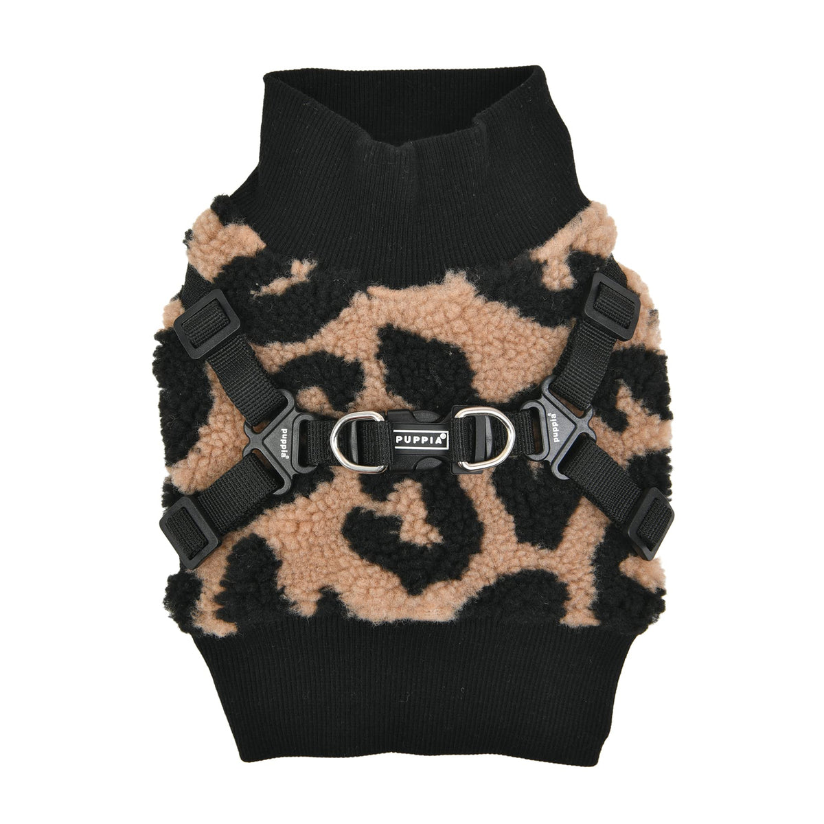 Puppia Serval Jacket Dog Harness Pullover Warm Winter Flower Pattern For Small And Medium Dog, Beige, Medium