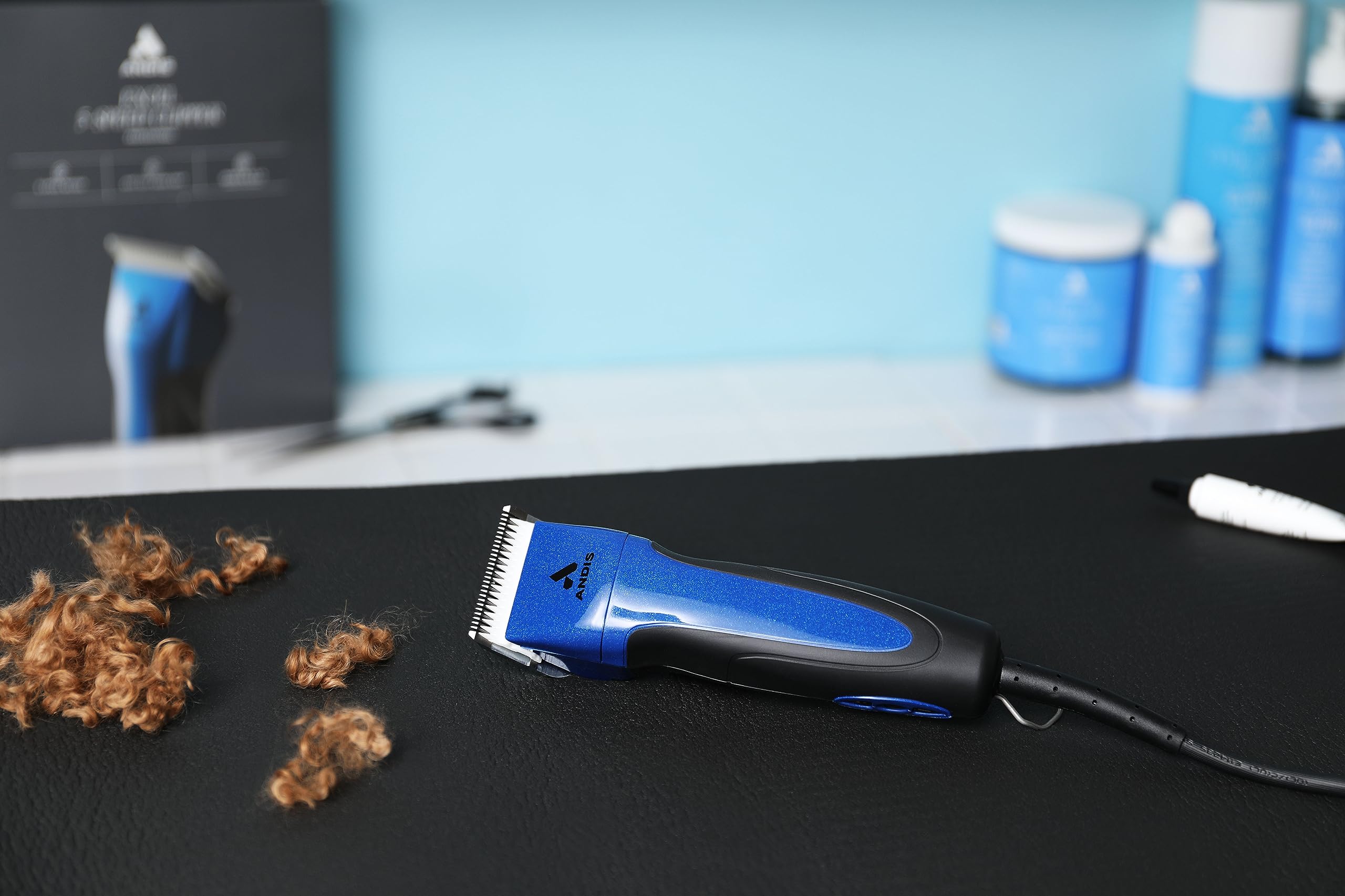 Andis 68520 Excel Professional 5-Speed Detachable Blade Clipper Kit - Animal/Dog Grooming, Rotary Motor, Soft-Grip Anti-Slip Hou