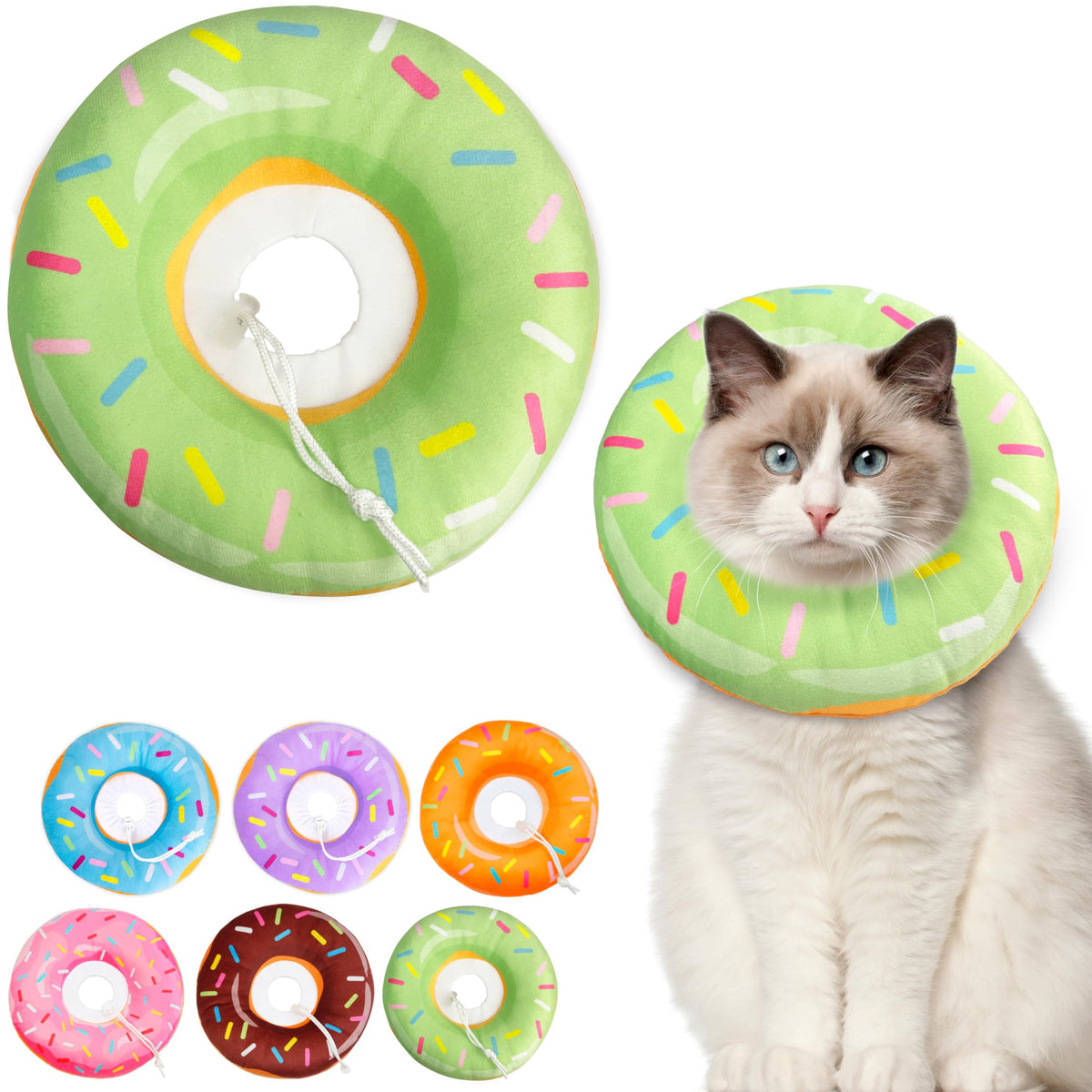 Hpetppy Cat Cone Collar Soft, Cat Recovery Collar For Wound Healing Cute Cat Donut Adjustable Cat Cones To Stop Licking Comforta