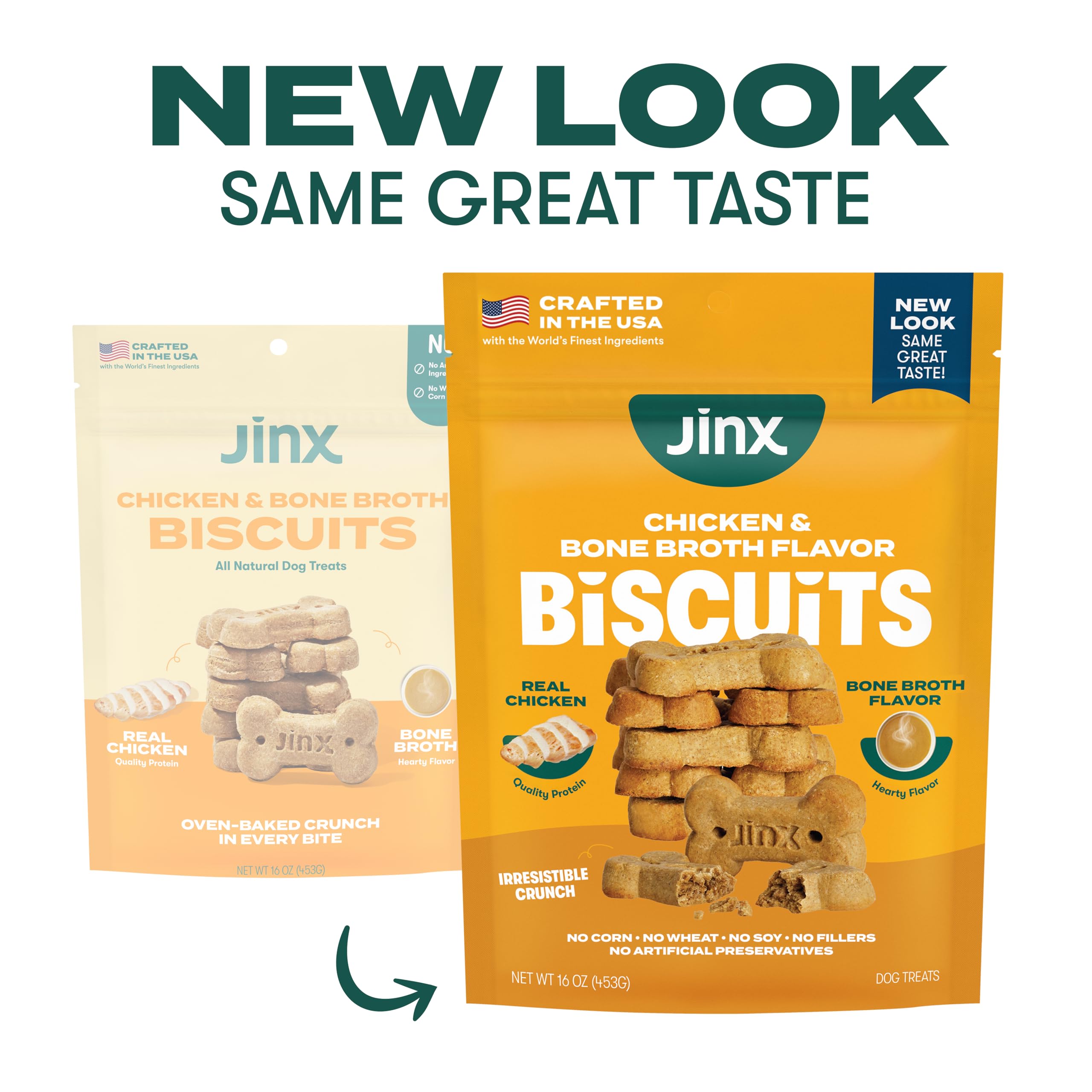 Jinx Oven-Baked Chicken Bone Broth Biscuit Treats, Crunchy, All Natural, Superfood-Rich with Real Chicken, Pumpkin & Blueberries