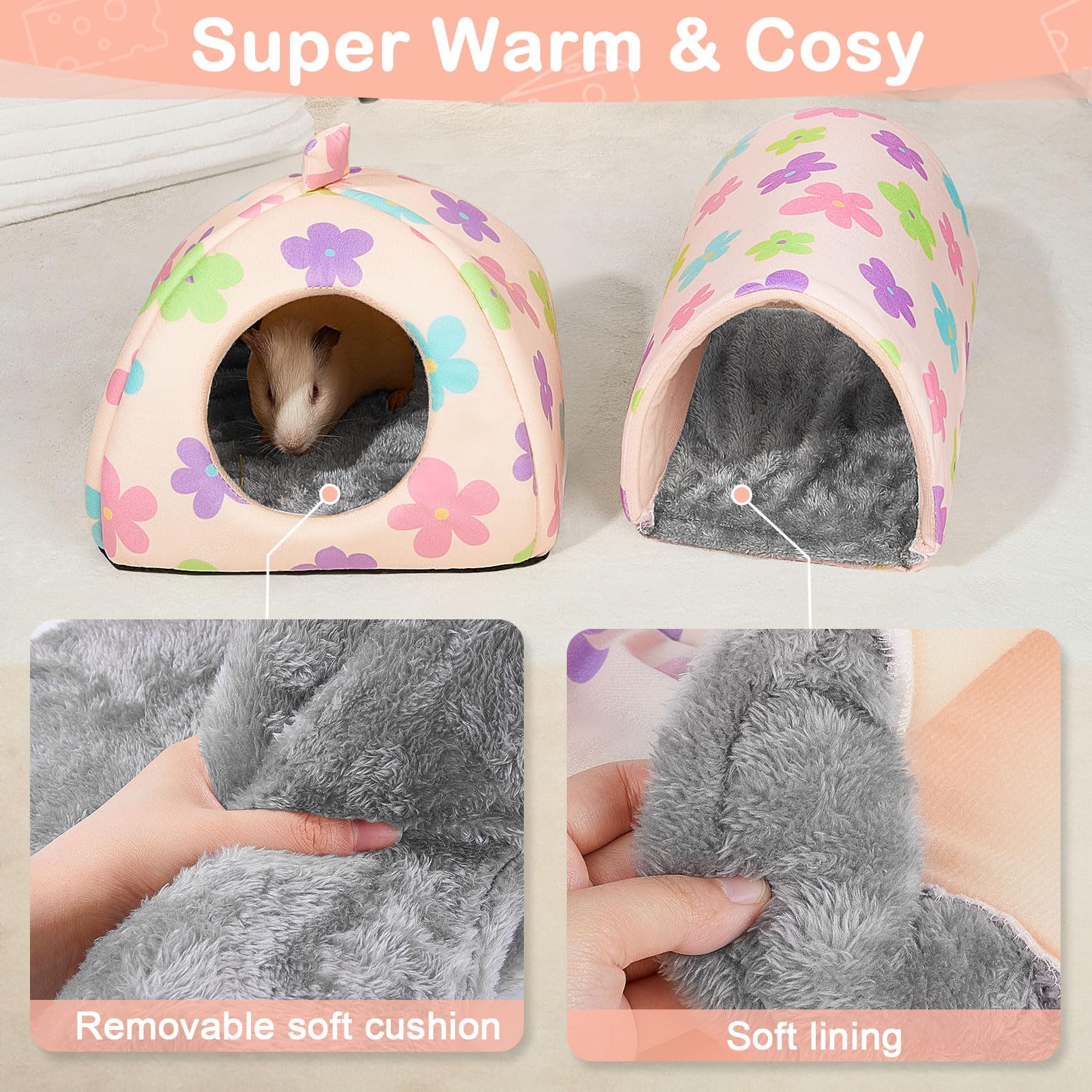 Unicorn Catcher Guinea Pig Hideout And Tunnel, 2 Pack Soft Washable Guinea Pig Bedding Accessories For Cages