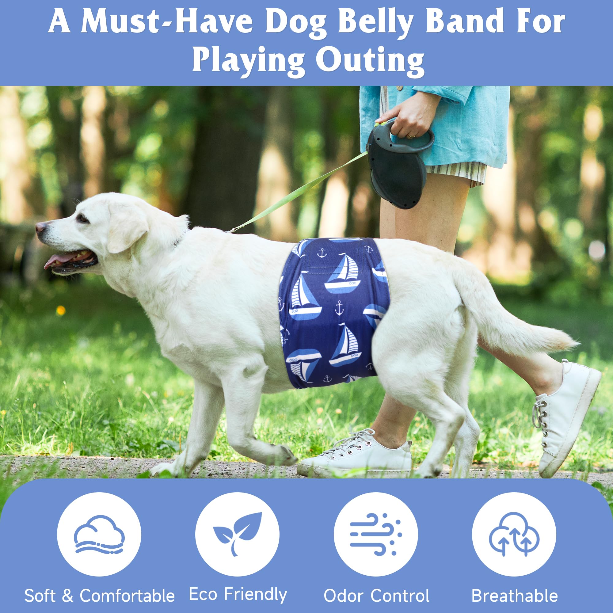 Grecle Reusable Dog Diapers Male 3Pcs, Premium Washable Belly Bands for Male Dogs XLarge, High Absorbing Male Dog Wraps for Dogg