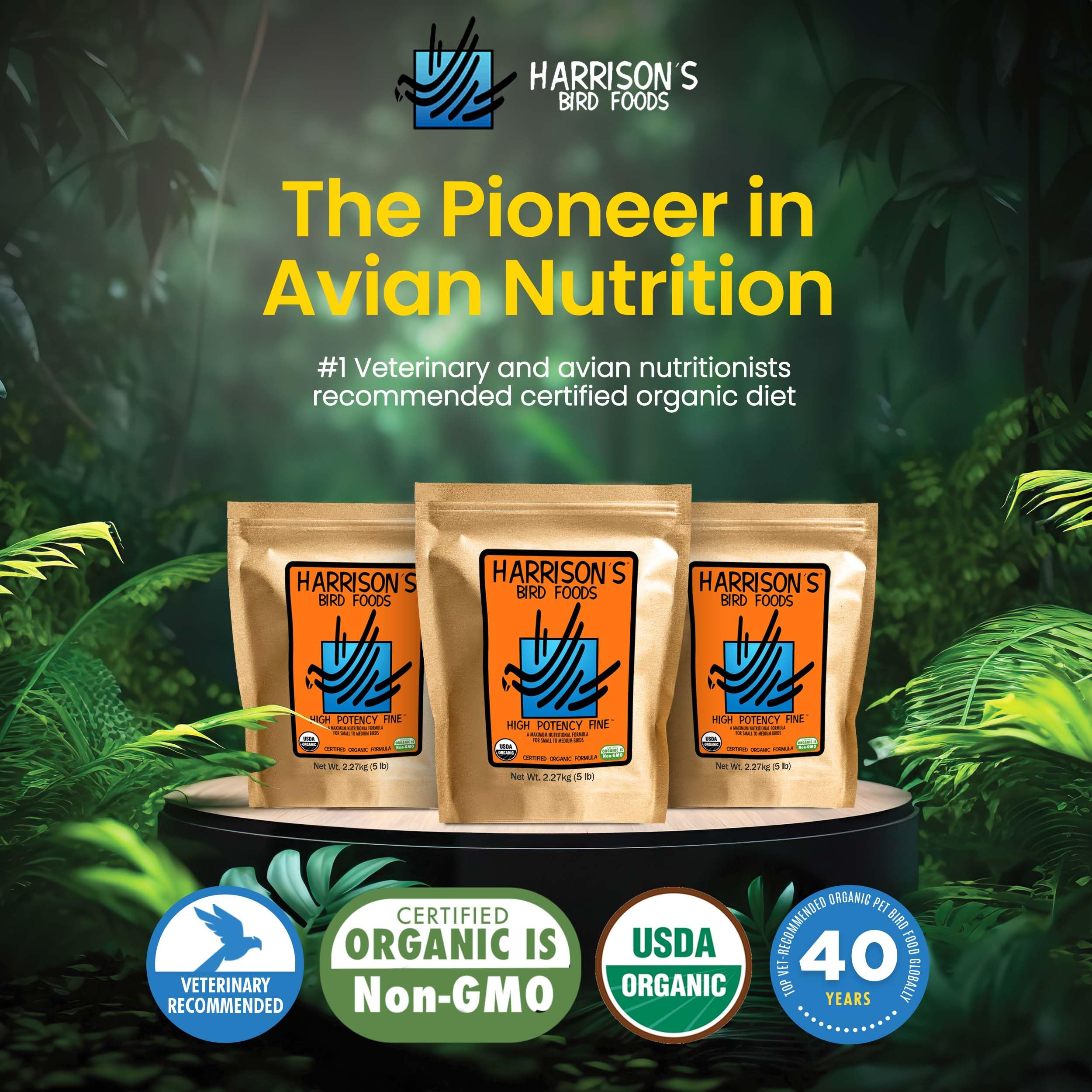 Harrisons Bird Foods High Potency Fine 5lb Certified Organic Non-GMO Formula