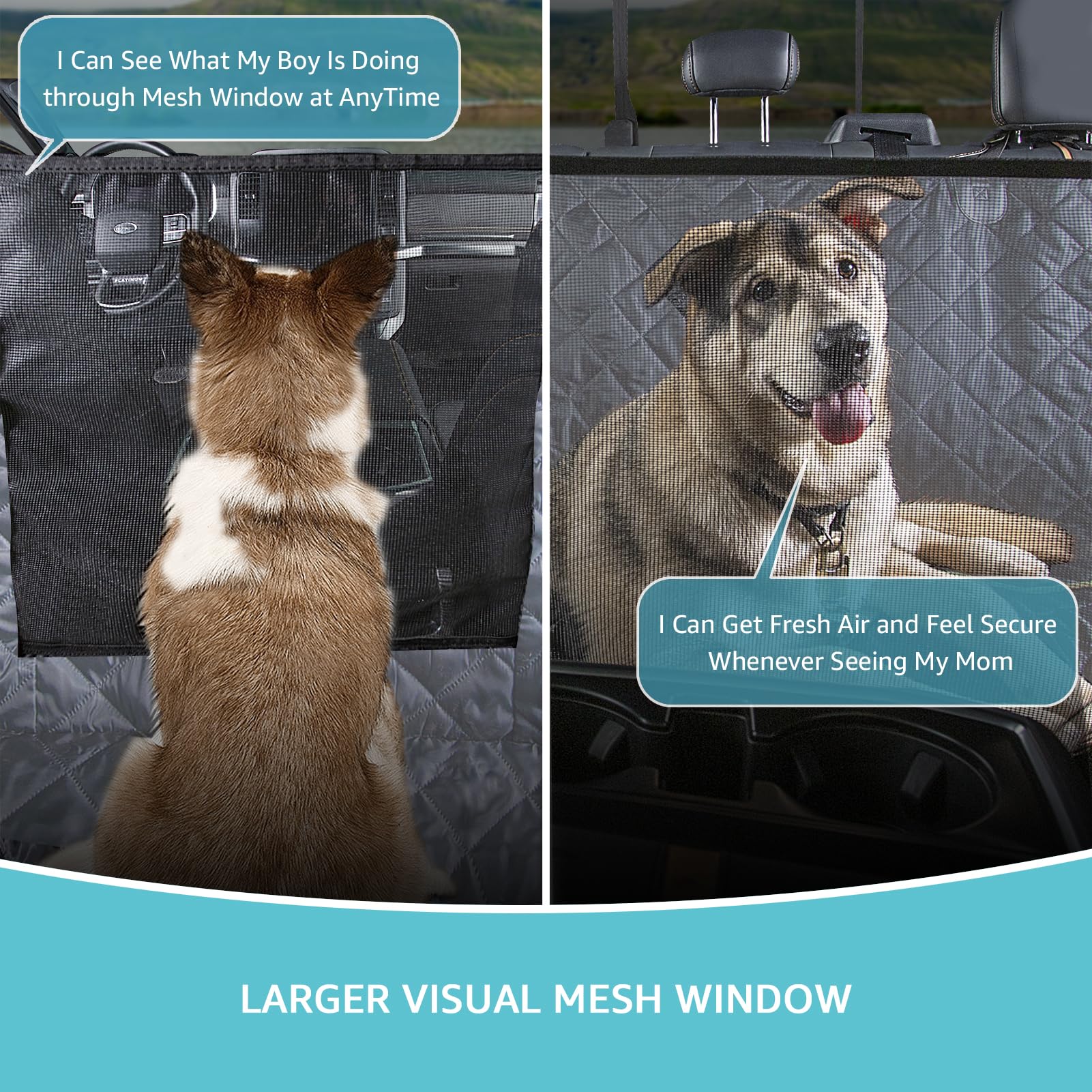 Comwish Dog Car Hammock For Truck With Mesh Window, Waterproof Dog Seat Cover For Truck Back Seat With Durable Scratchproof Nons