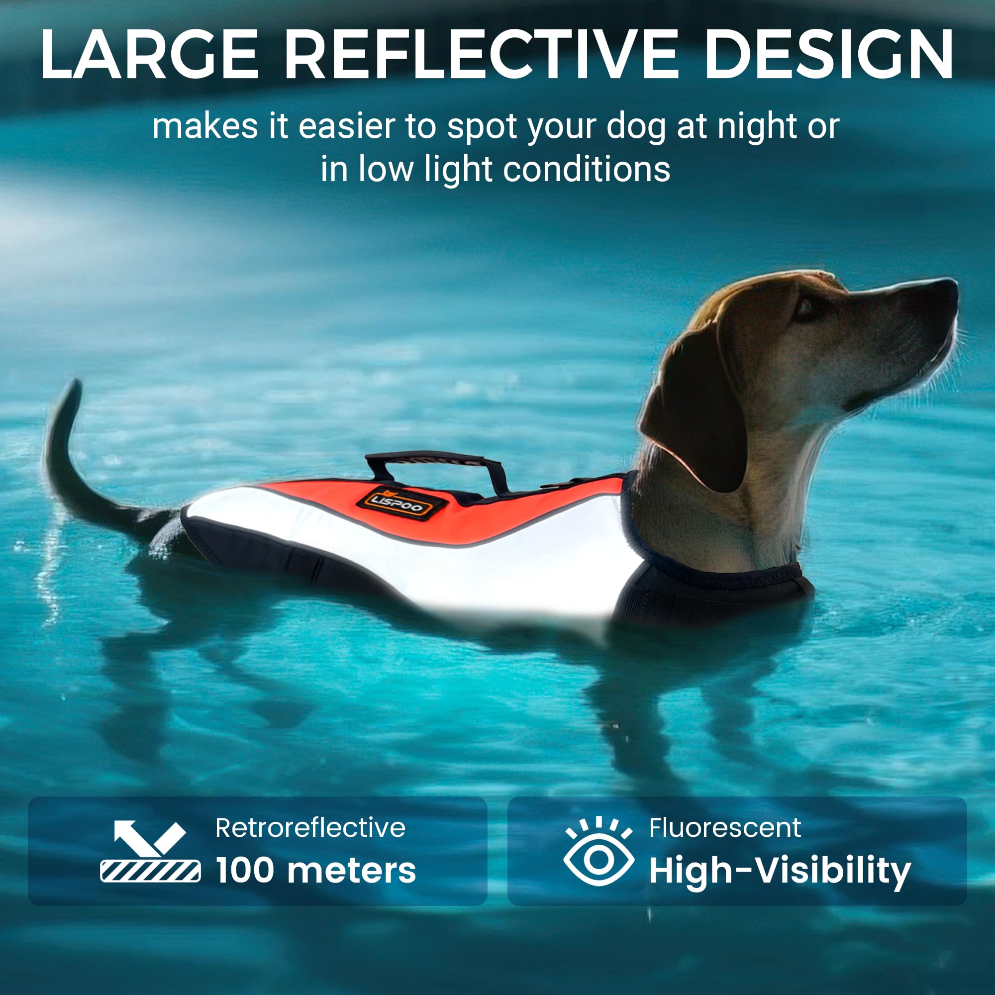 Lispoo Dog Life Jacket & Swimming Safety Vest, Buoyant Float Coat With Handle & Reflective Strips For Small To X-Large Dogs, Wat