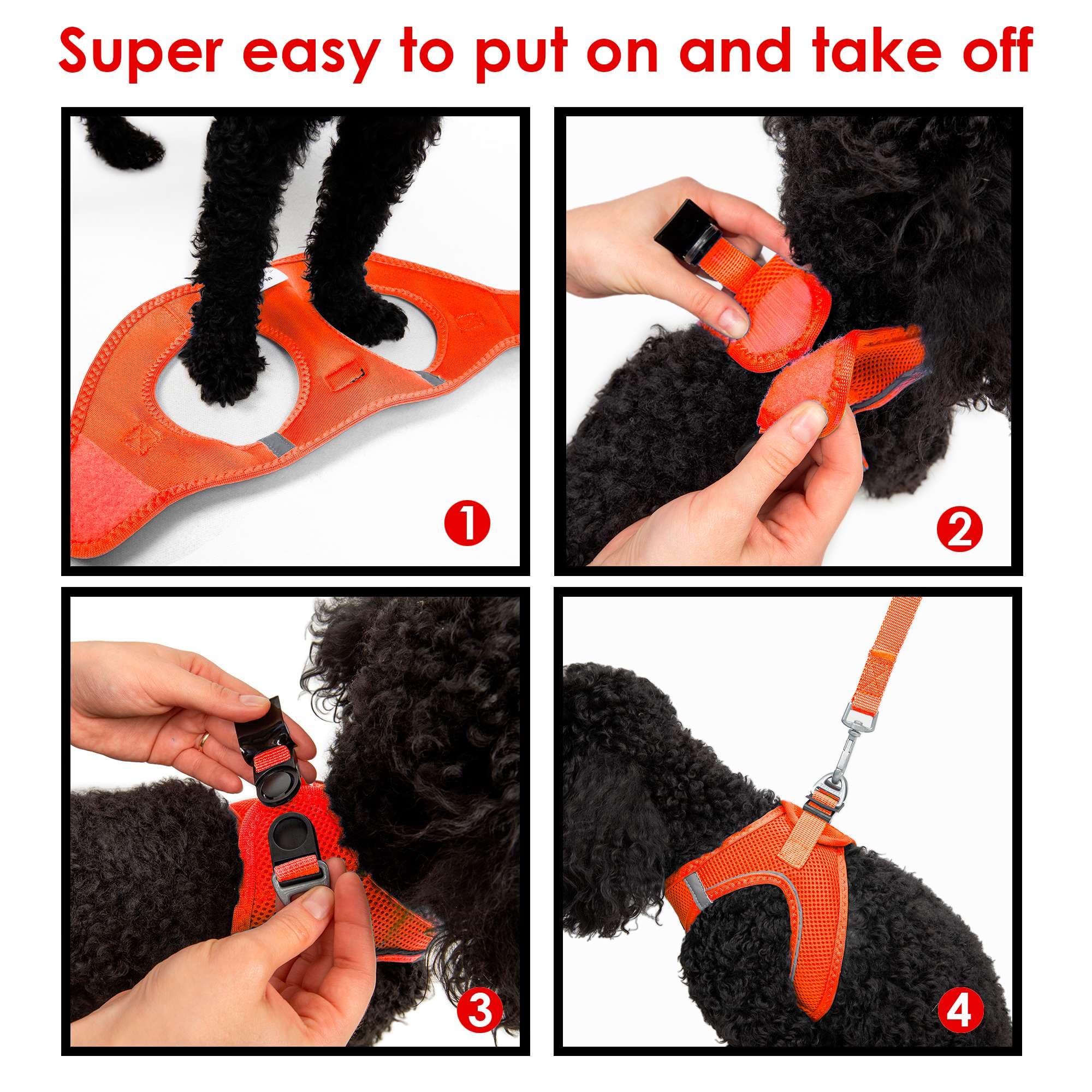 Tailpetz Orange Dog Harness Small Sized Dogs, Adjustable No Pull Step in Harness for Small Dog, Reflective Puppy Harness for Pup