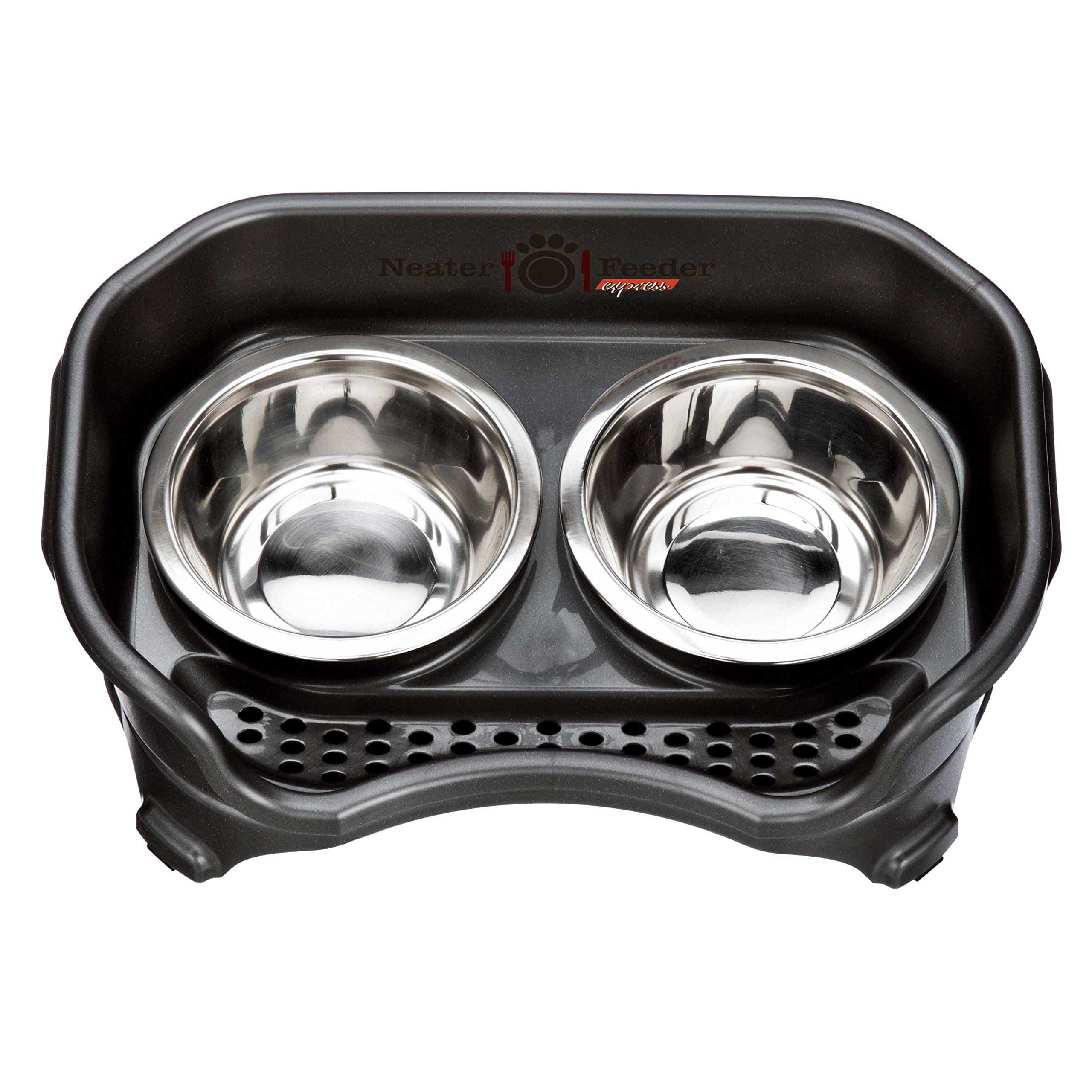 Neater Pets Neater Feeder Express Mess-Proof Elevated Food & Water Bowls For Small Dogs, Black