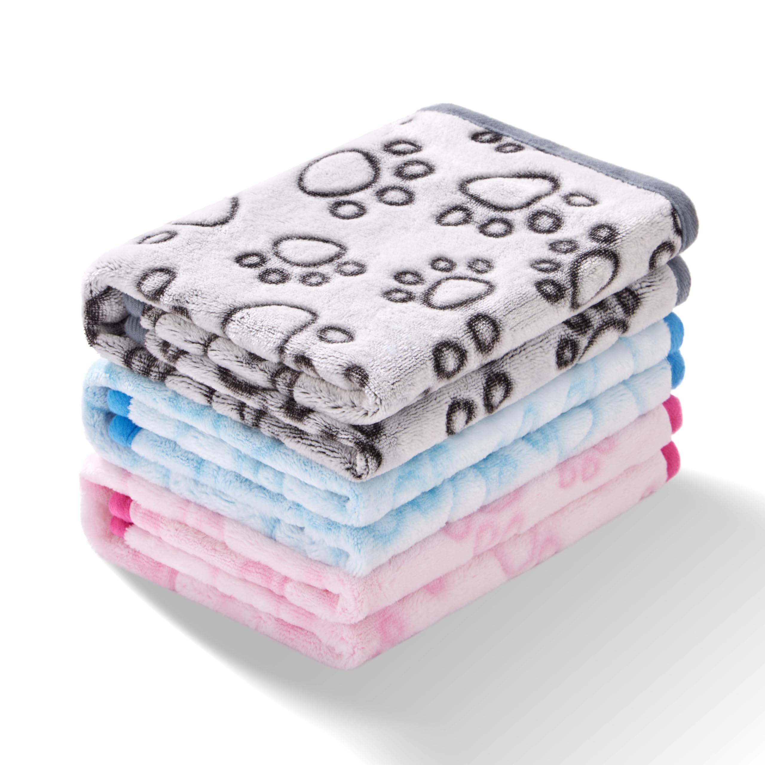 Stuffed 3Pcs Premium Soft Dog Blankets For Small Dogs, Cat Blanket Calming Washable For Bed Couch Crate Protection Cover, Dog Pu