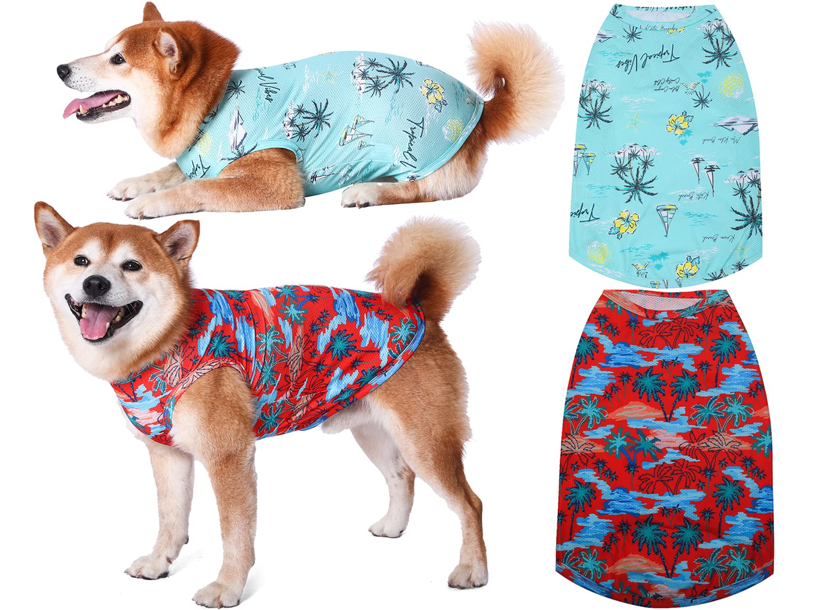 Y-Blue Dog Summer Cooling Shirts,Sun Protection Quick Dry Mesh Breathable Small Chihuahua Tee-Shirt,Red+Blue Xs