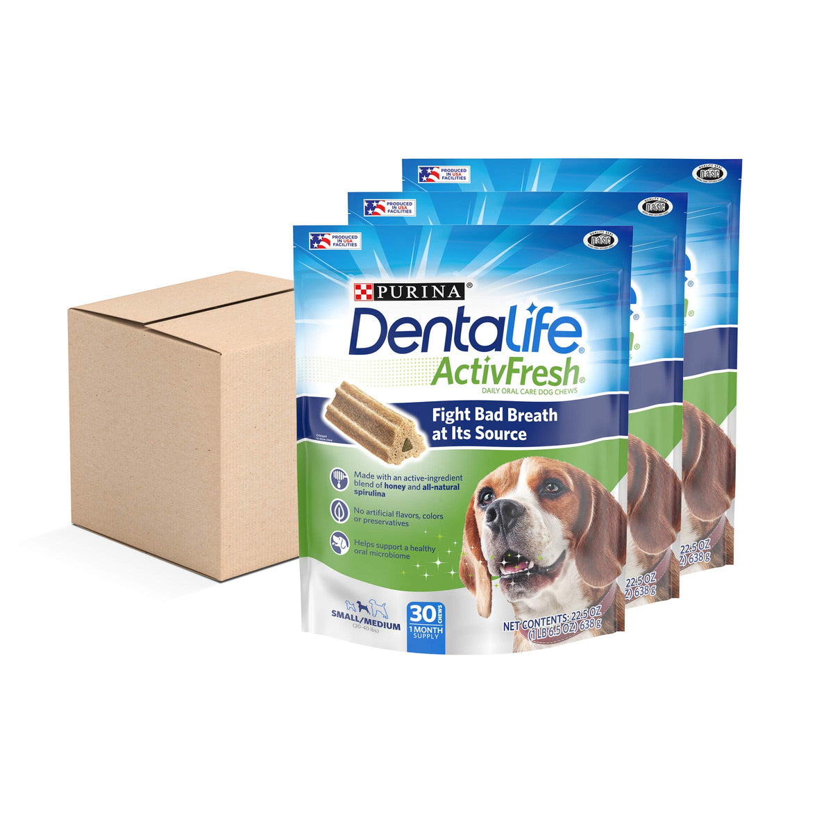Purina Dentalife Dental Care Small/Medium Dog Chews, Activfresh Daily Oral Care - 30 Ct. Pouch