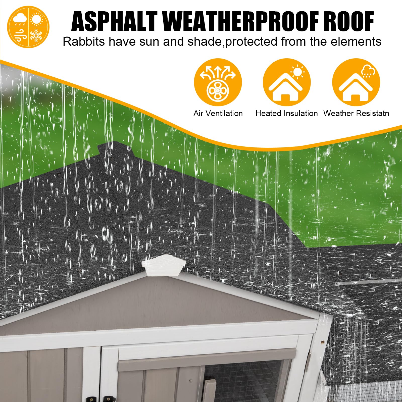 Petscosset 57'' L Rabbit Hutch Indoor And Outdoor 2-Story Rabbit Cage With Pull Out Tray,Fir Wood Guinea Pig Cages With Wooden R