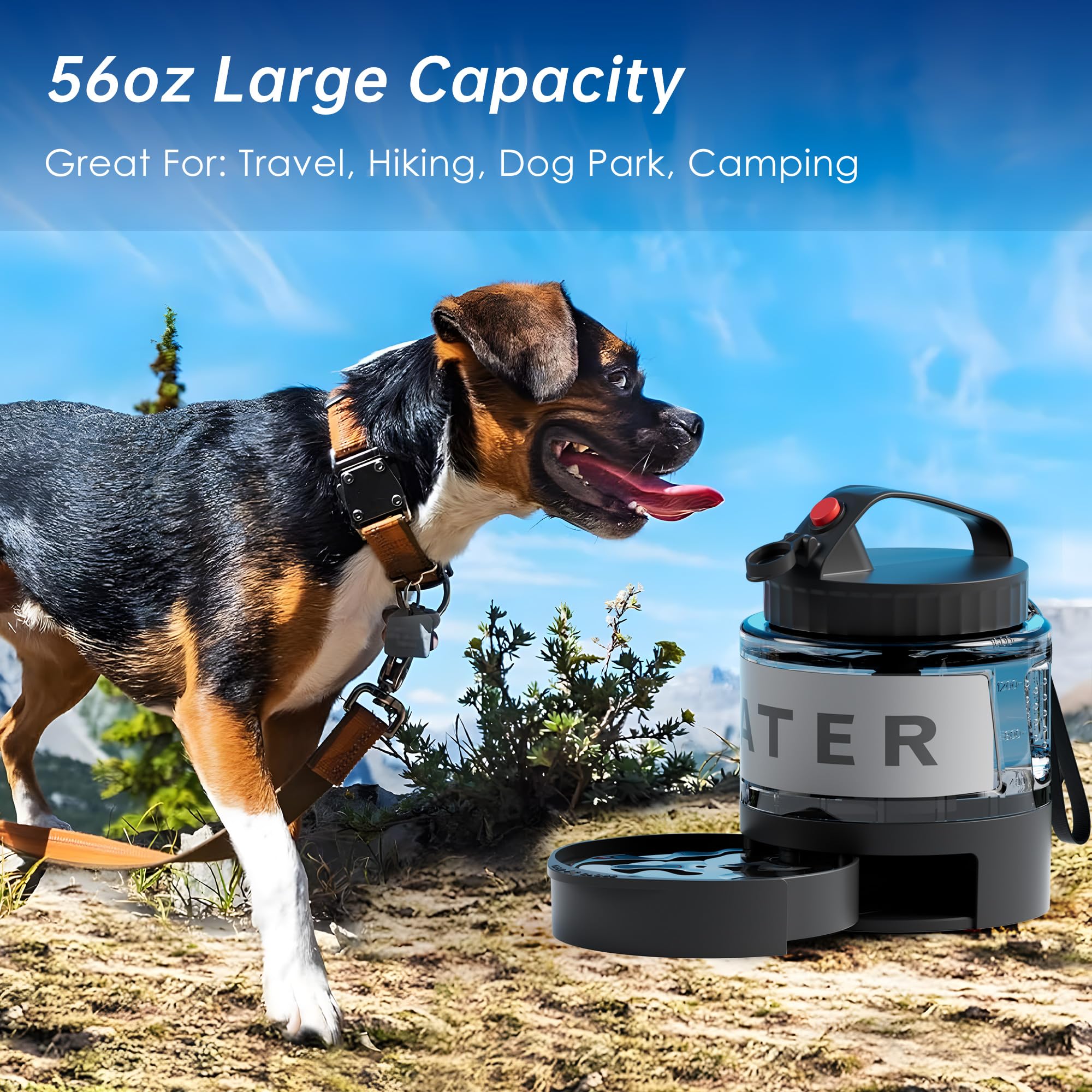 Portable Dog Water Bottle, 54Oz Large Travel Water Bowl Dispenser For Dogs Camping Beach Walking Essentials, Big Portable Travel