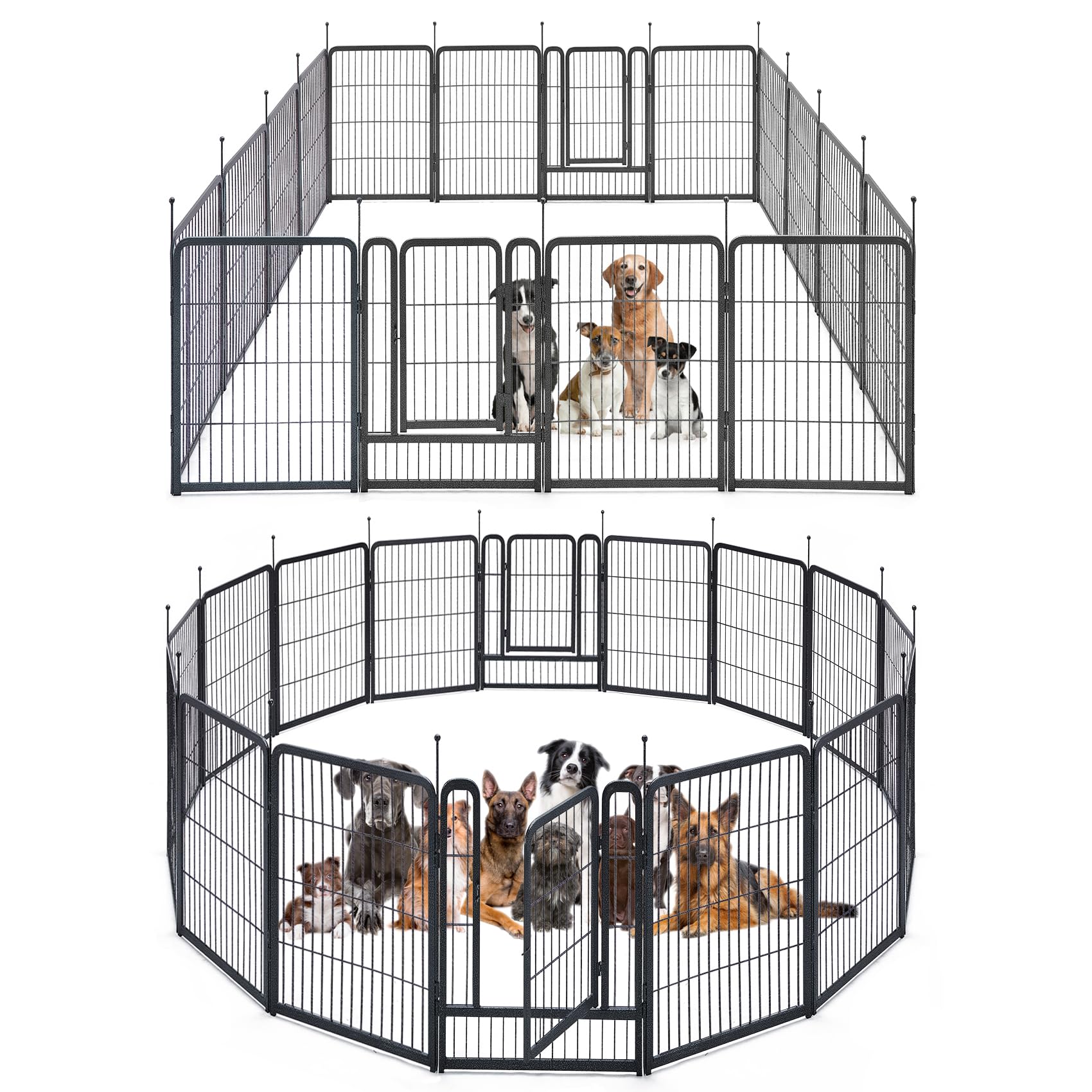 Mestyl Dog Playpen, 40'' Height 16 Panels Outdoor Pet Play Pen, Big Dog Exercise Play Pen For Large/Medium/Small Dogs, Foldable 