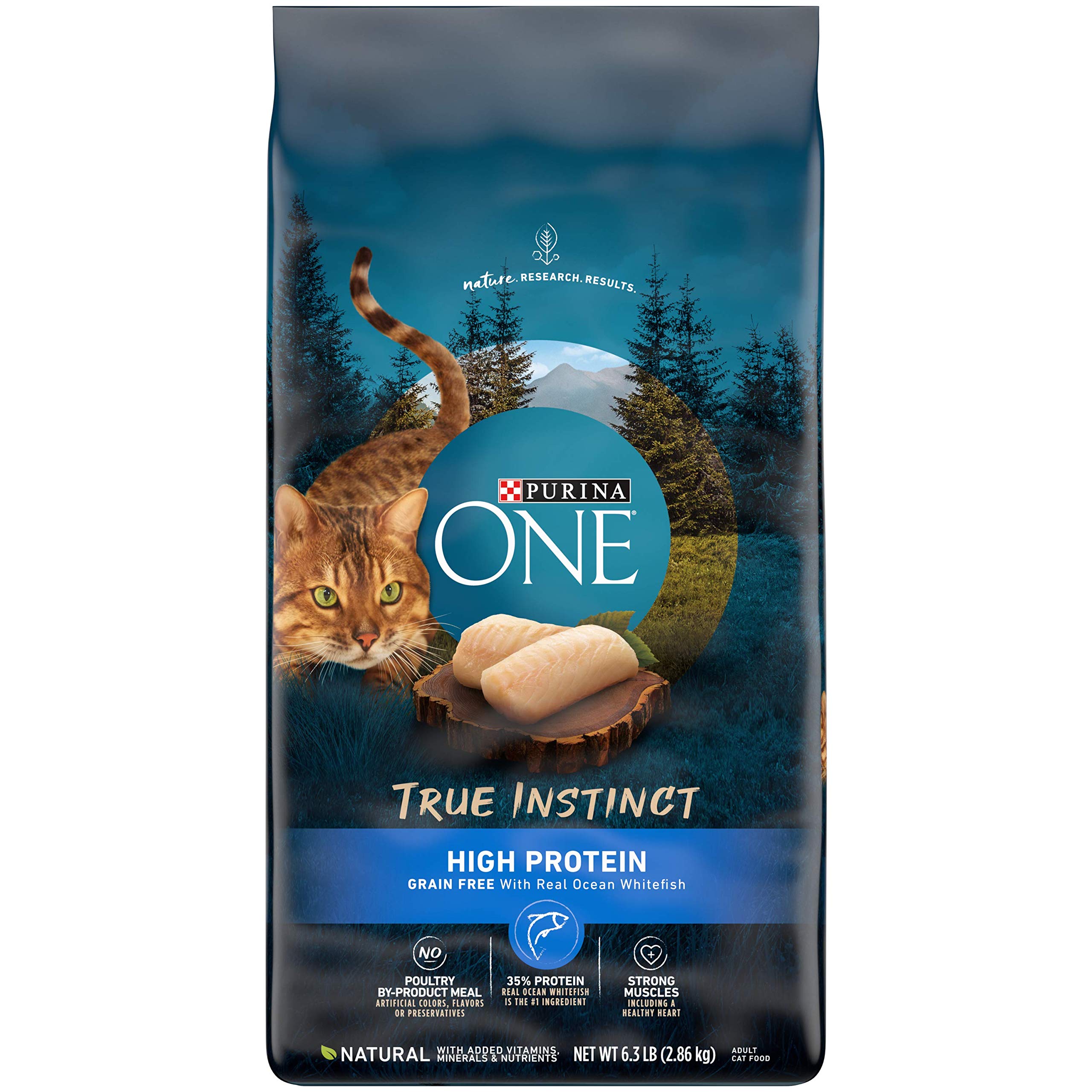 Purina ONE Natural, High Protein, Grain Free Dry Cat Food, True Instinct With Real Ocean Whitefish  (4) 6.3 lb. Bags