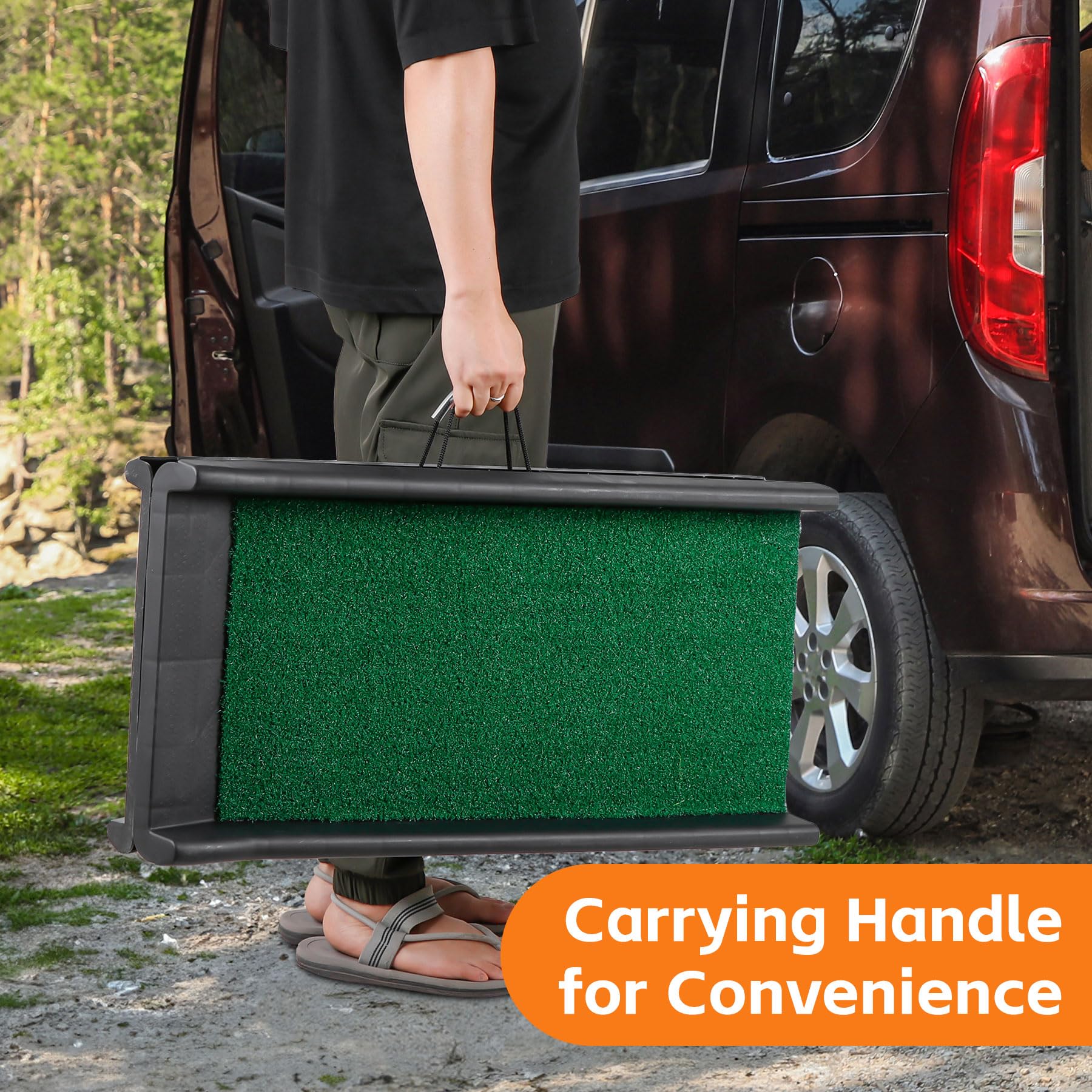 Epetlover 61 Inches Folding Dog Ramp for Cars Trucks SUVs Portable Pet Ramps for Large Dogs Non-Slip Stairs Step Ladder with Rai