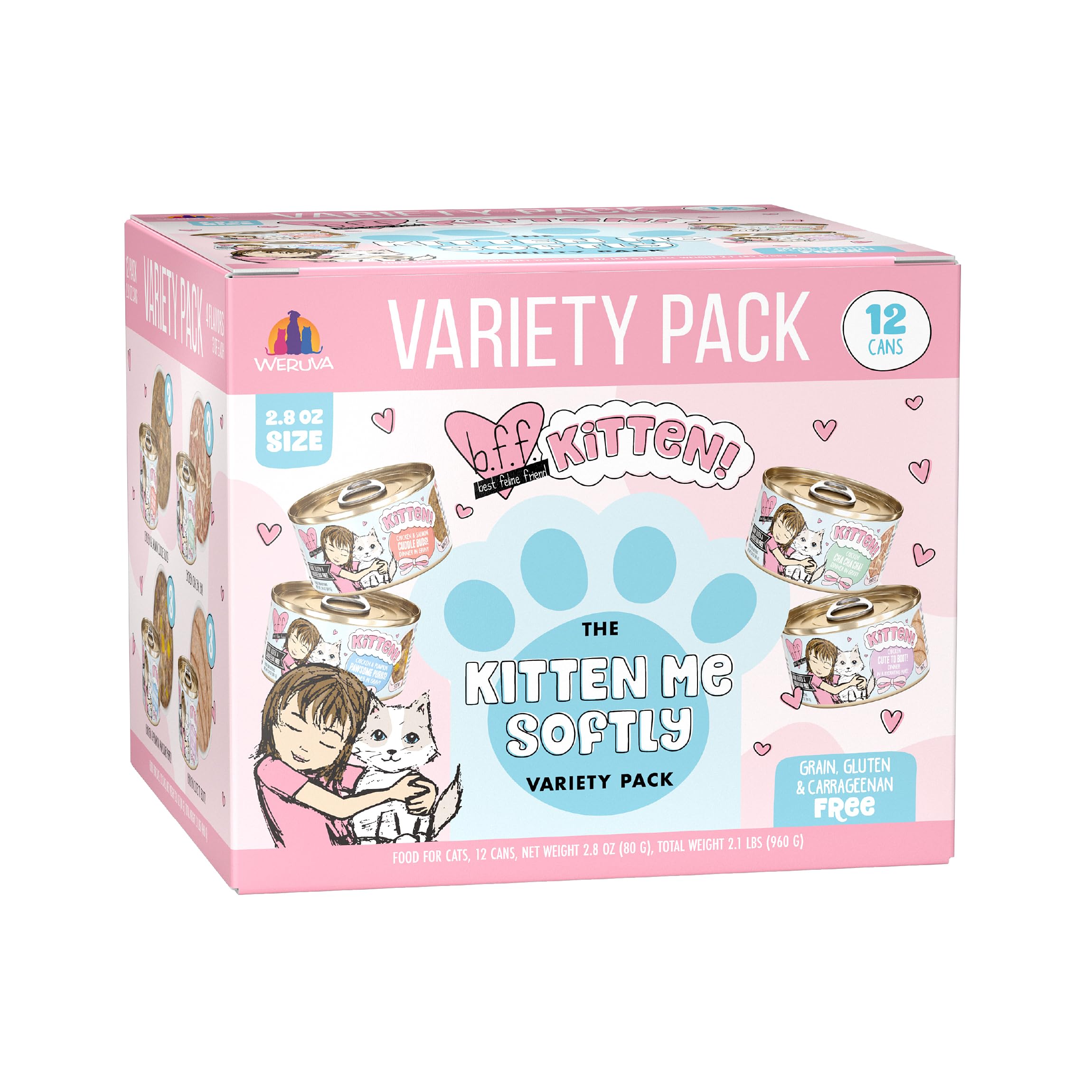 Weruva B.F.F. Kitten The Kitten Me Softly Variety Pack, 2.8oz Can, Pack of 12