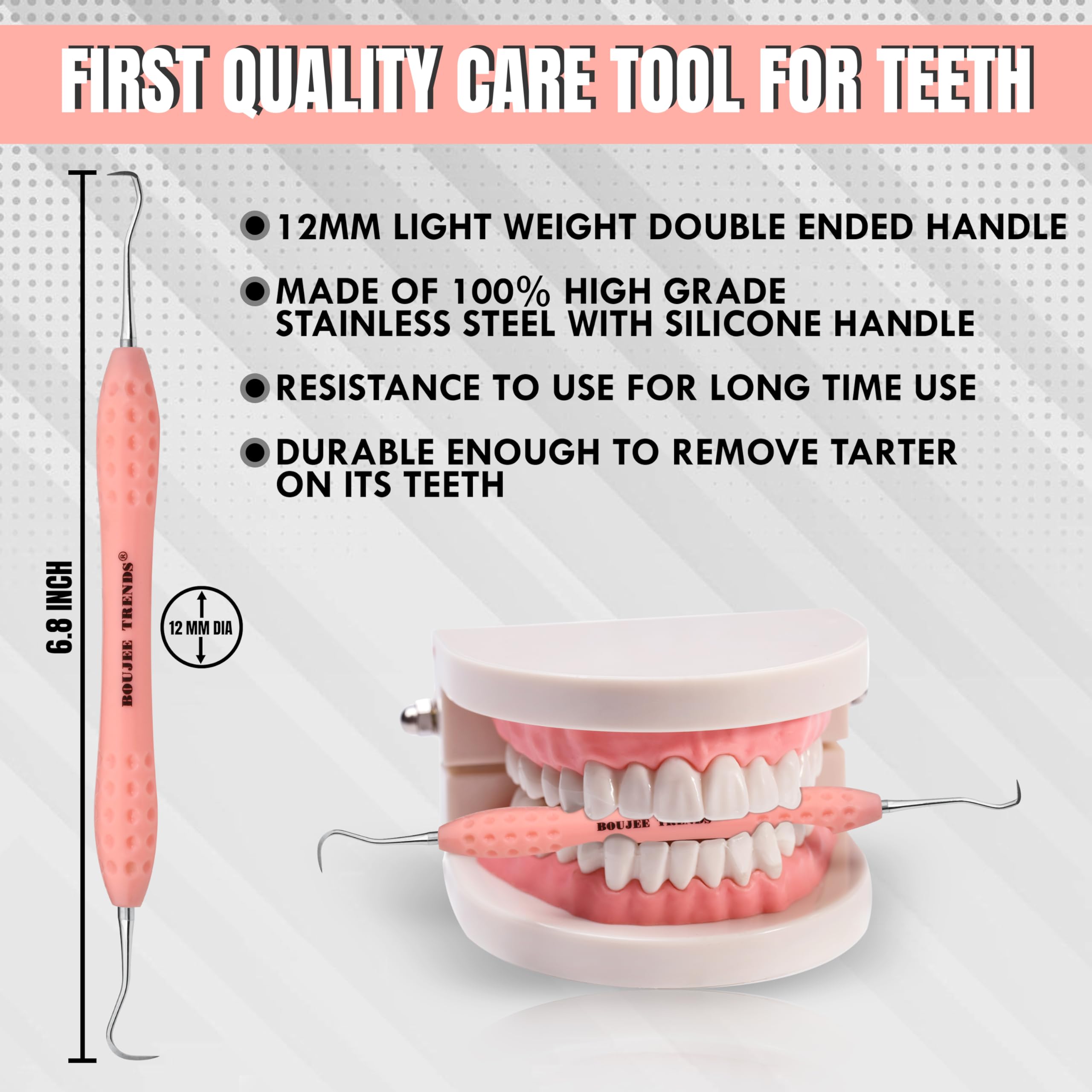 Professional Dental Tools |Tartar Scraper for Dentist, Personal Use and Pets | Plaque Remover with Comfortable Grip, Double Ende
