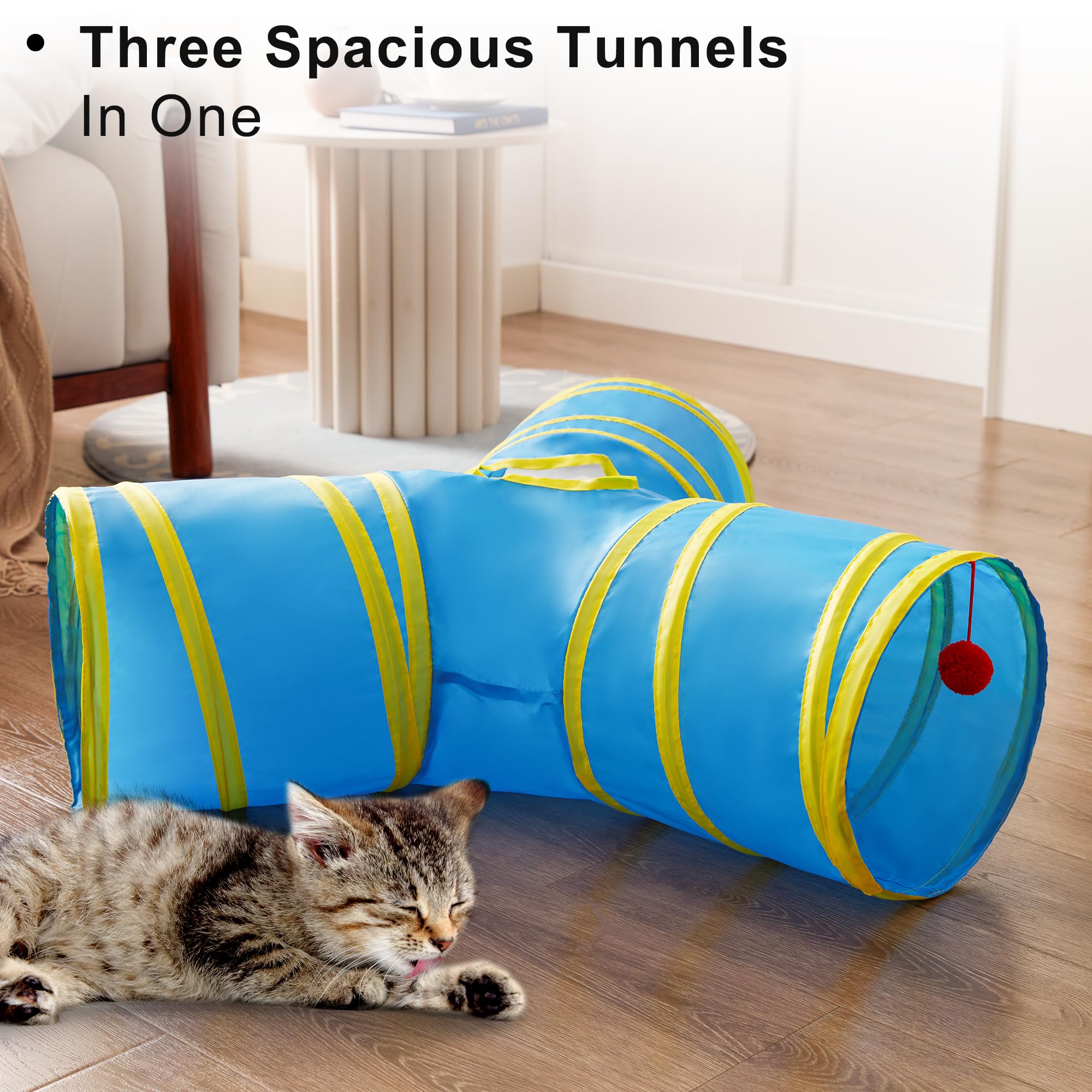 Love'S Cabin Cat Tunnel Tube Toys 3 Way Collapsible, Cat Tunnels For Indoor Cats,Kitten Tunnel Bored Pet Play Tunnel With Peek H