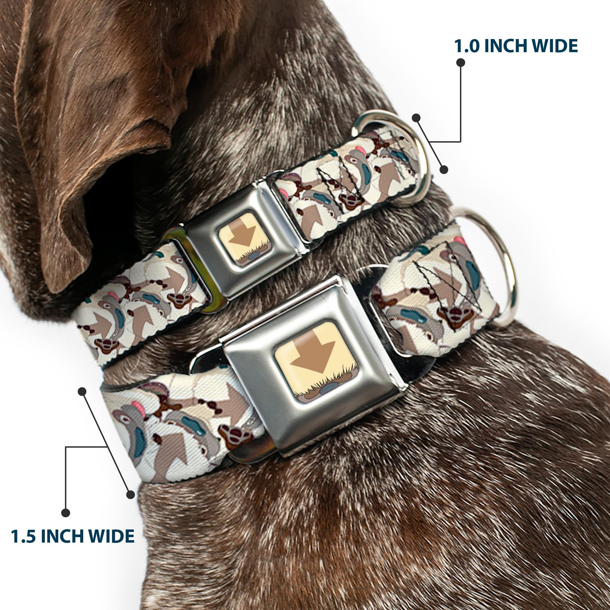 Dog Collar Seatbelt Buckle Avatar The Last Airbender Appa Pose Stacked 13 To 17 Inches 1.5 Inch Wide