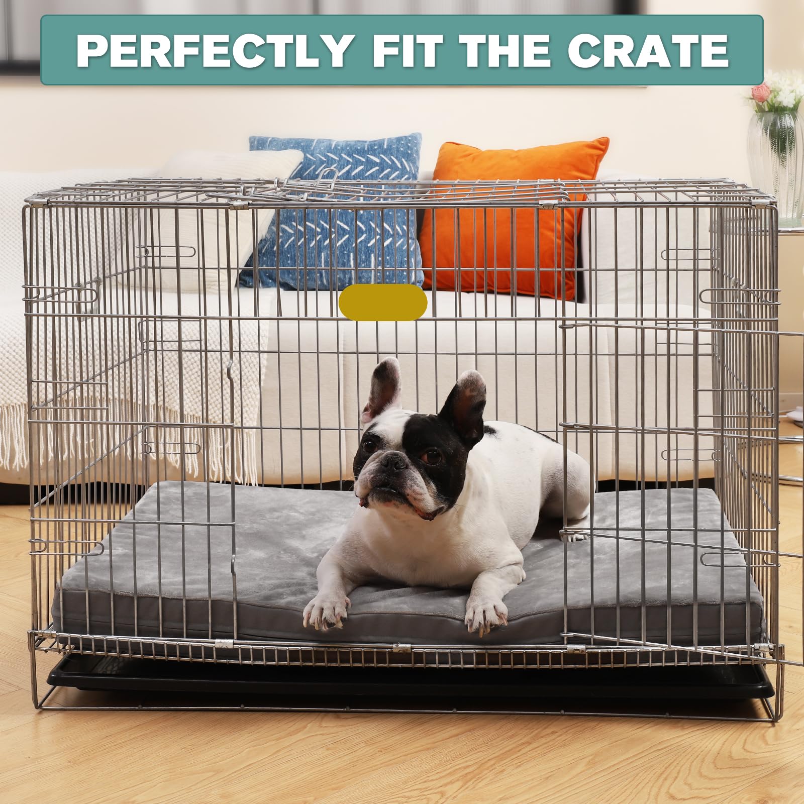 Waterproof Small Dog Bed Crate Pad 24 Inch, Washable Puppy Bed Orthopedic With Removable Cover Reversible, Foam Dogs Bed, Cat Be