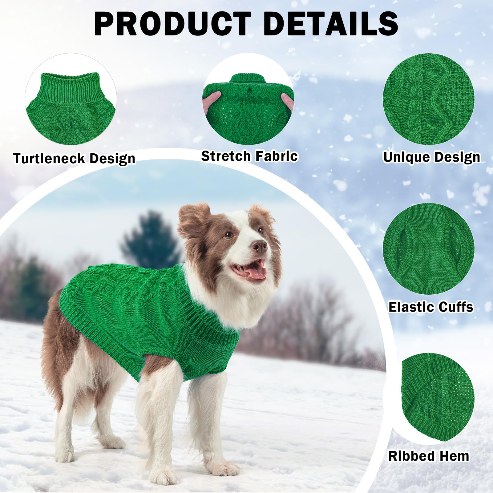 Scenereal Knitted Dog Sweater For Small Medium Large Dogs, Cat Dog Winter Coat Warm Sweartershirts Outfits, Classic Pet Clothes