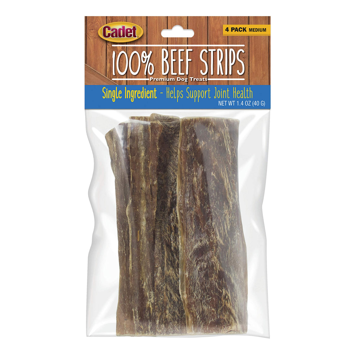 Cadet 100% Beef Strips Dog Treats - Long-Lasting, Healthy & Natural Beef Esophagus Treats For Small & Large Dogs - Low Calorie & High Protein Dog Chews, Medium (4 Count)