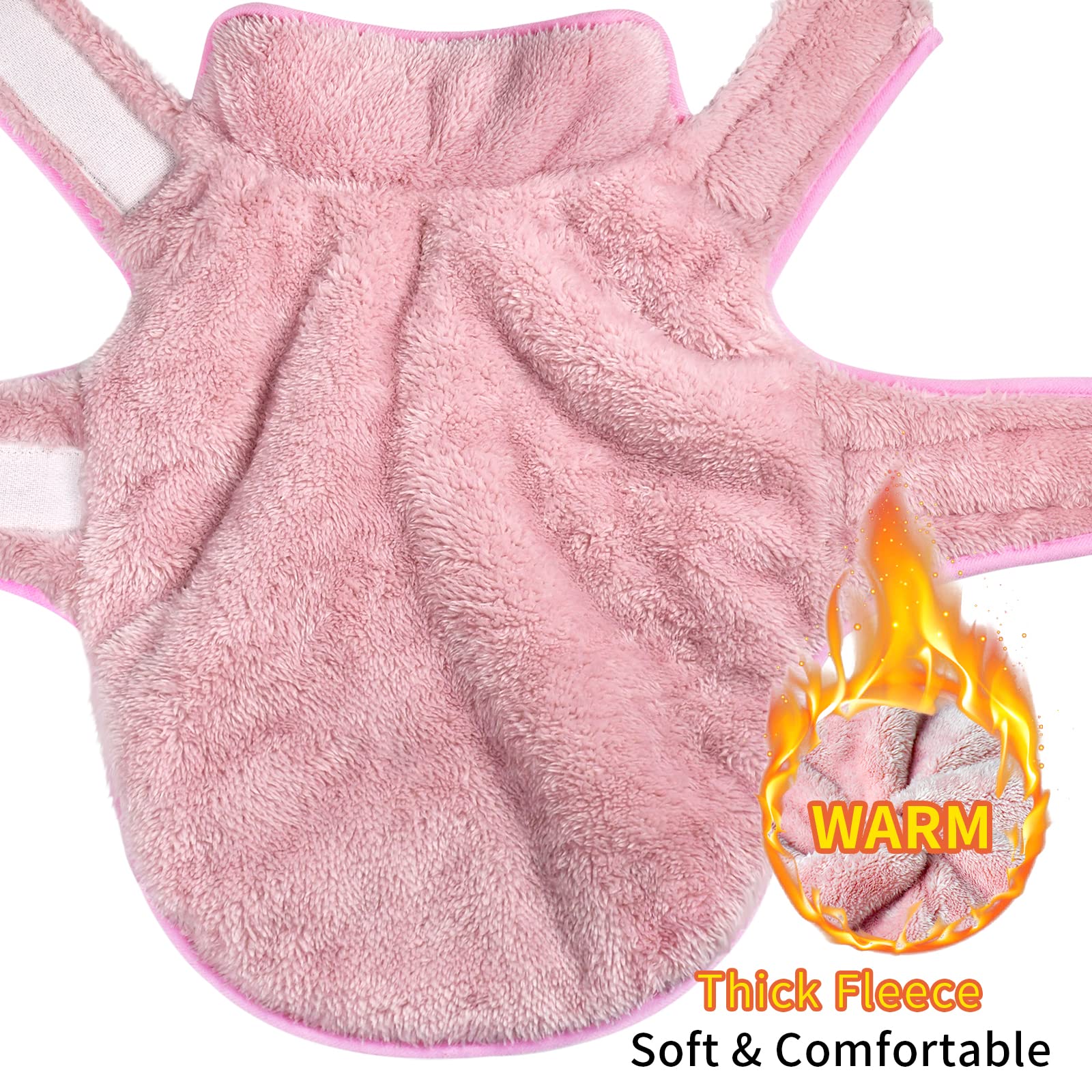 Malier Reversible Fleece Dog Coat, Windproof & Warm, Perfect For Cold Weather & Snow, Available In Pink For Small To Large Dogs