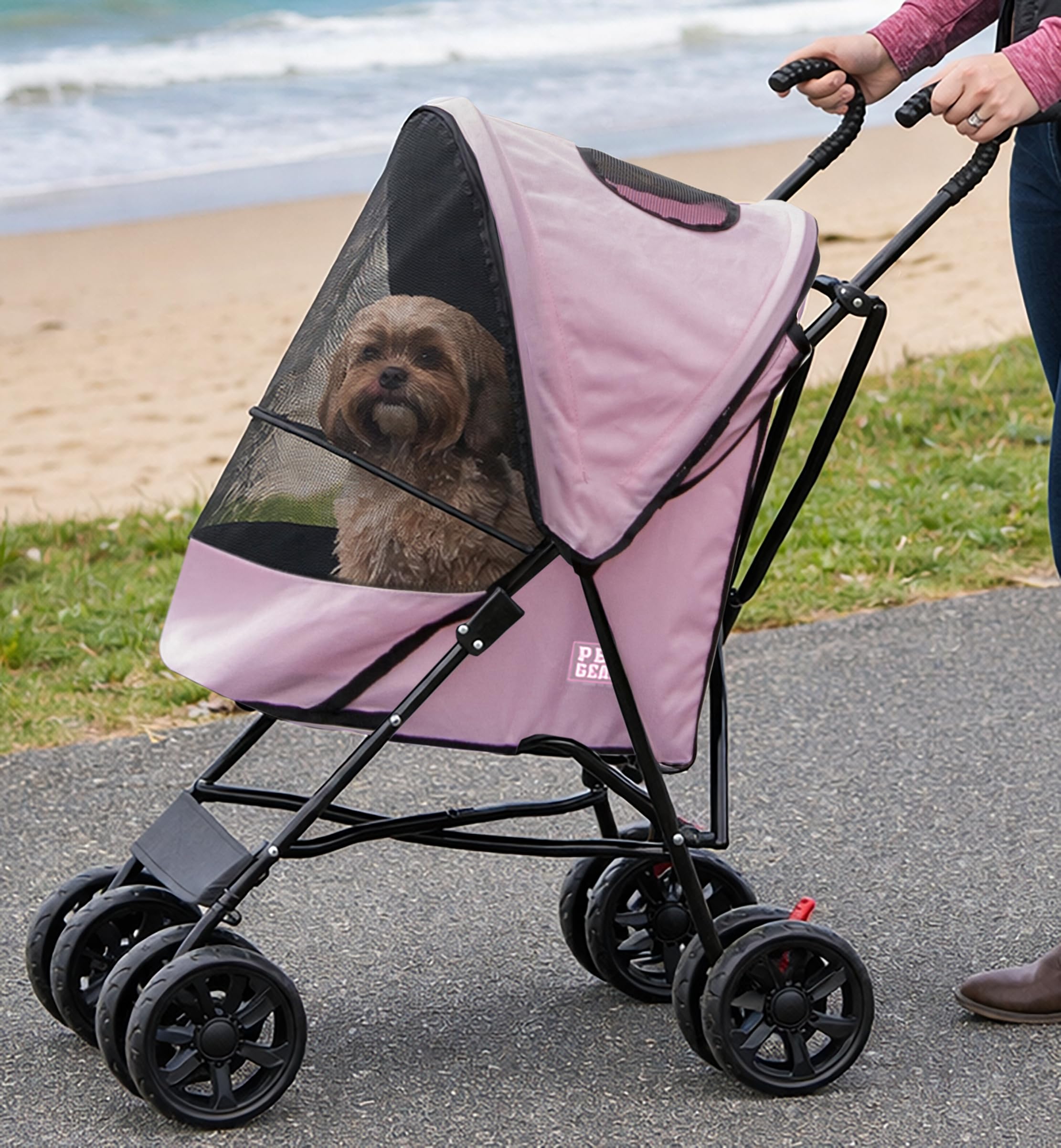Pet Gear Travel Lite Plus Stroller, Compact, Easy Fold, No Assembly Required, Large Wheels for Cats and Dogs up to 15 pounds, Hi