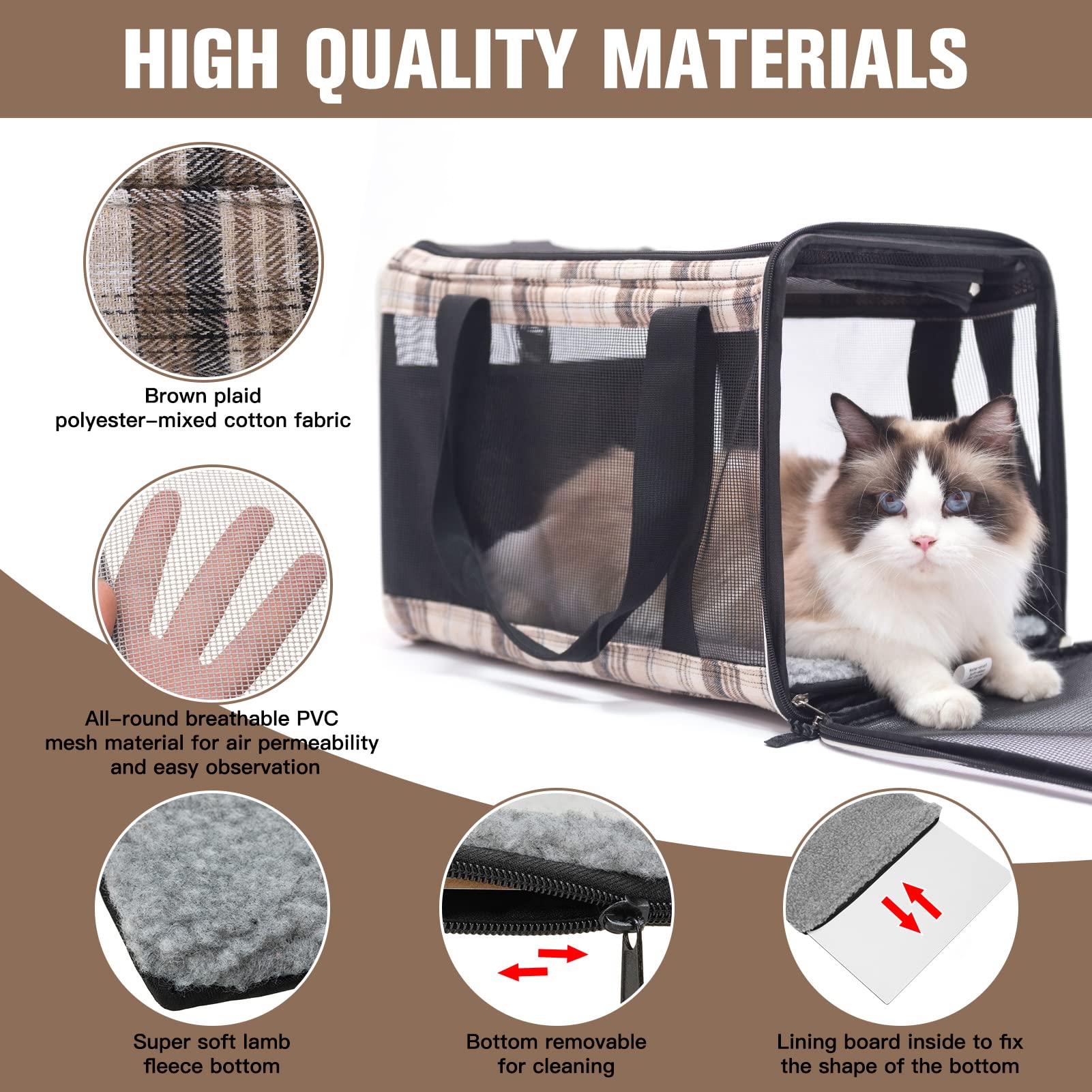 Expawlorer Cat Carrier Large, Soft-Sided Pet Carrier For Cat,Top Load Cat Travel Carriers For Medium Cats Under 25, Airline Appr