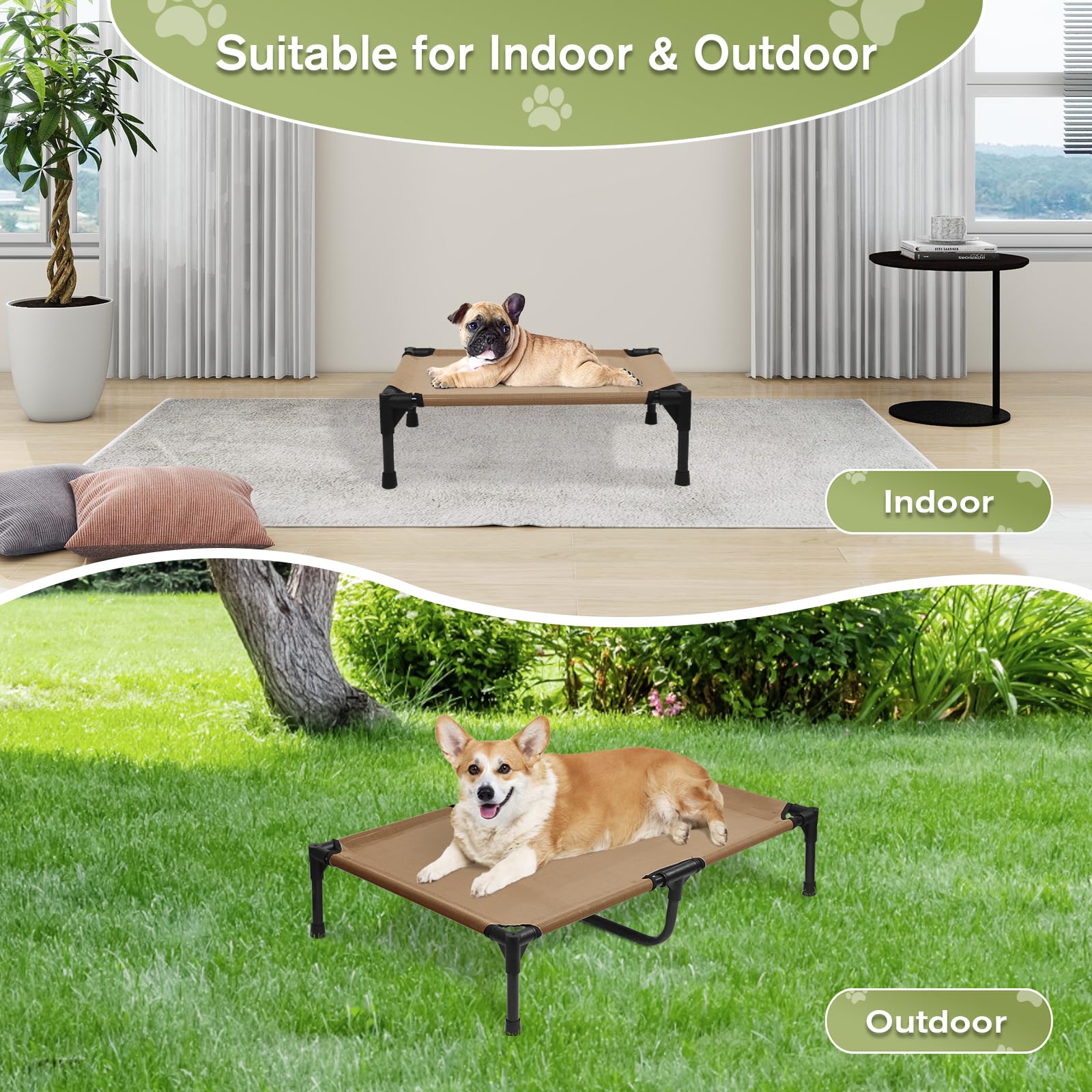 Outdoor Elevated Dog Bed Small, Cooling Raised Dogs Cot For Small Dogs, Comfy Puppy Bed With Breathable Mesh, Outside Dog Hammoc