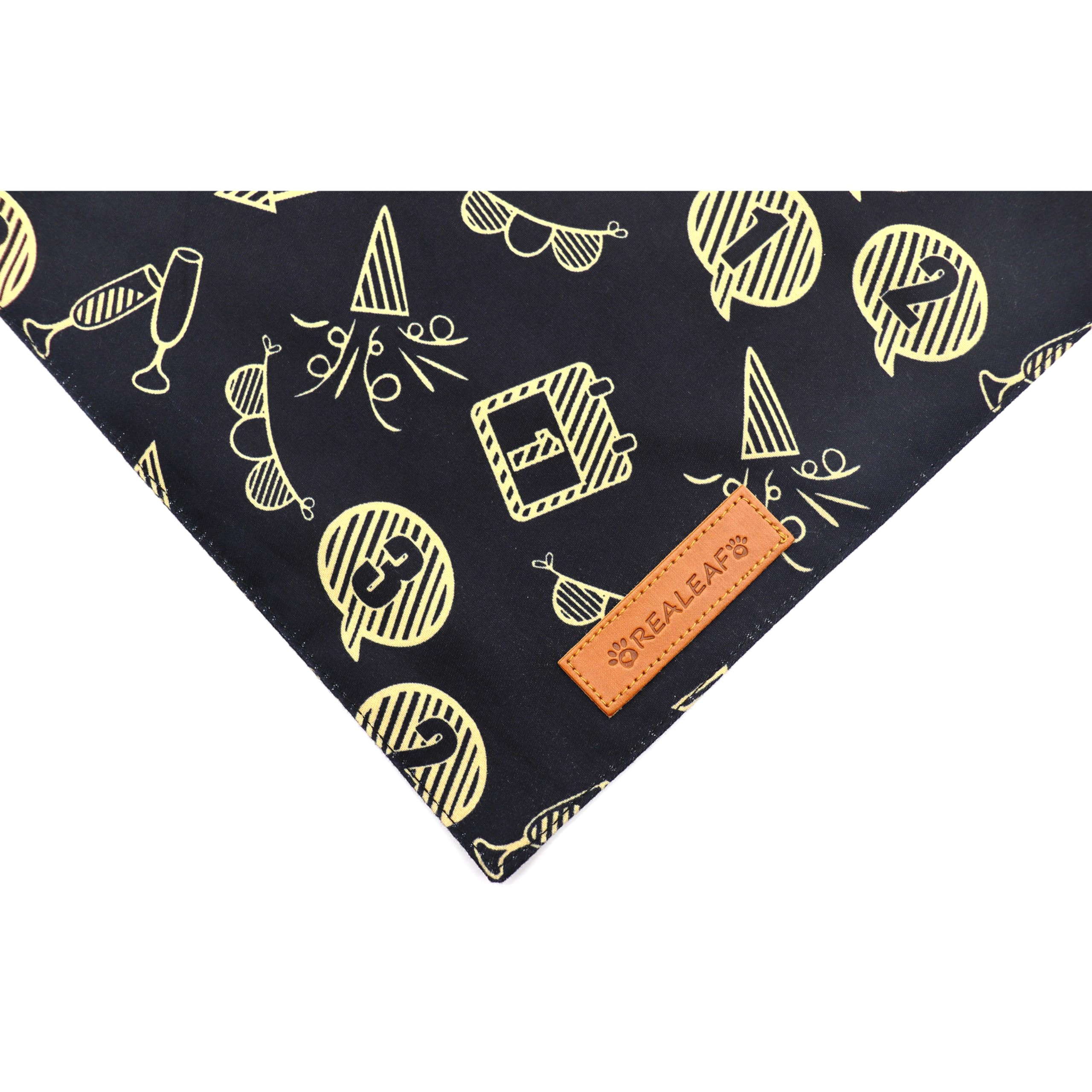 Realeaf Happy New Year Dog Bandanas 2 Pack, Reversible Holiday Pet Scarf For Boy And Girl, Premium Durable Fabric, Bandana For Small Medium Large And Extra Large Dogs (Small)