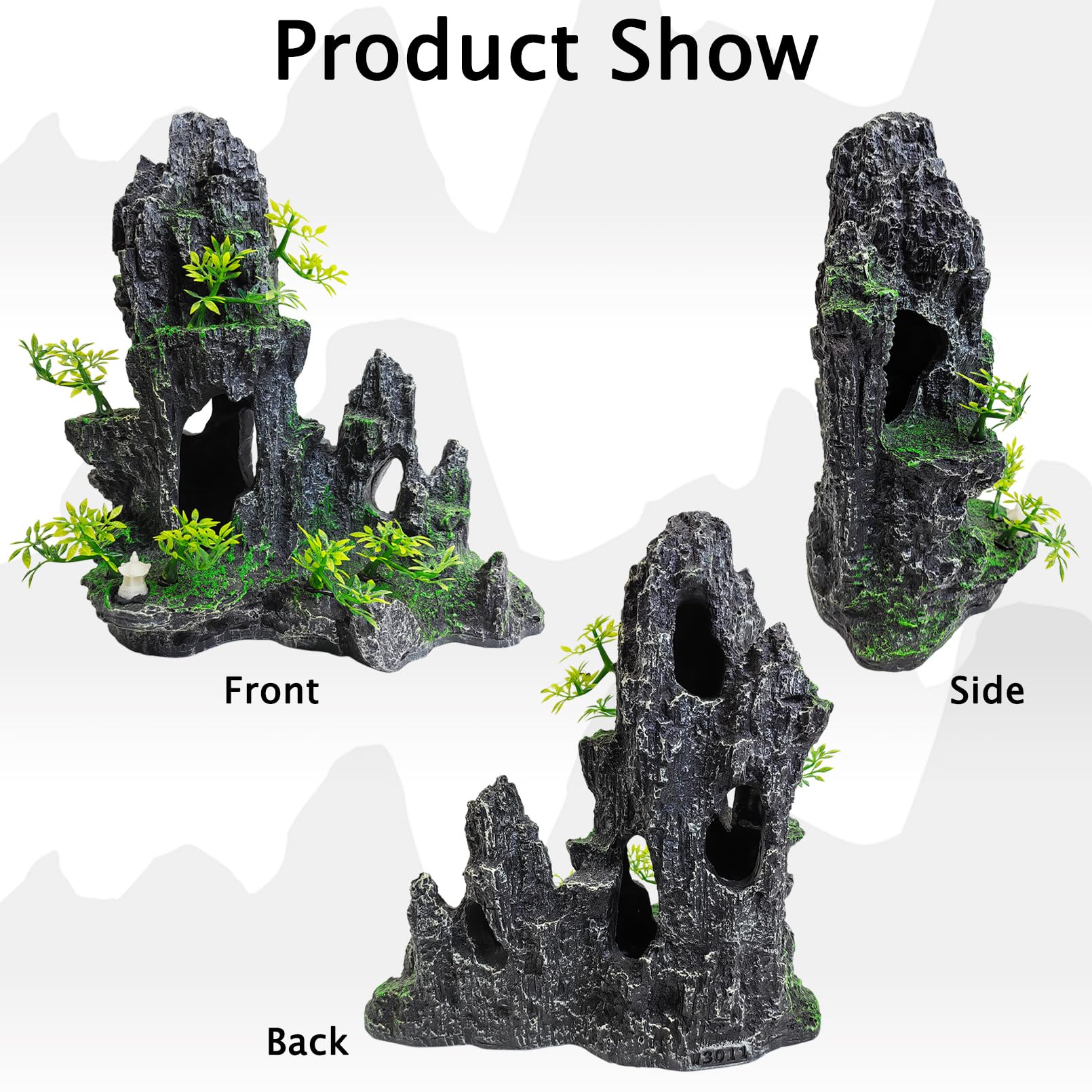 kathson Aquarium Mountain View Stone Resin Fish Tank Decoration Betta Hideout Caves Rockery Landscape Tree Aquarium Decorations