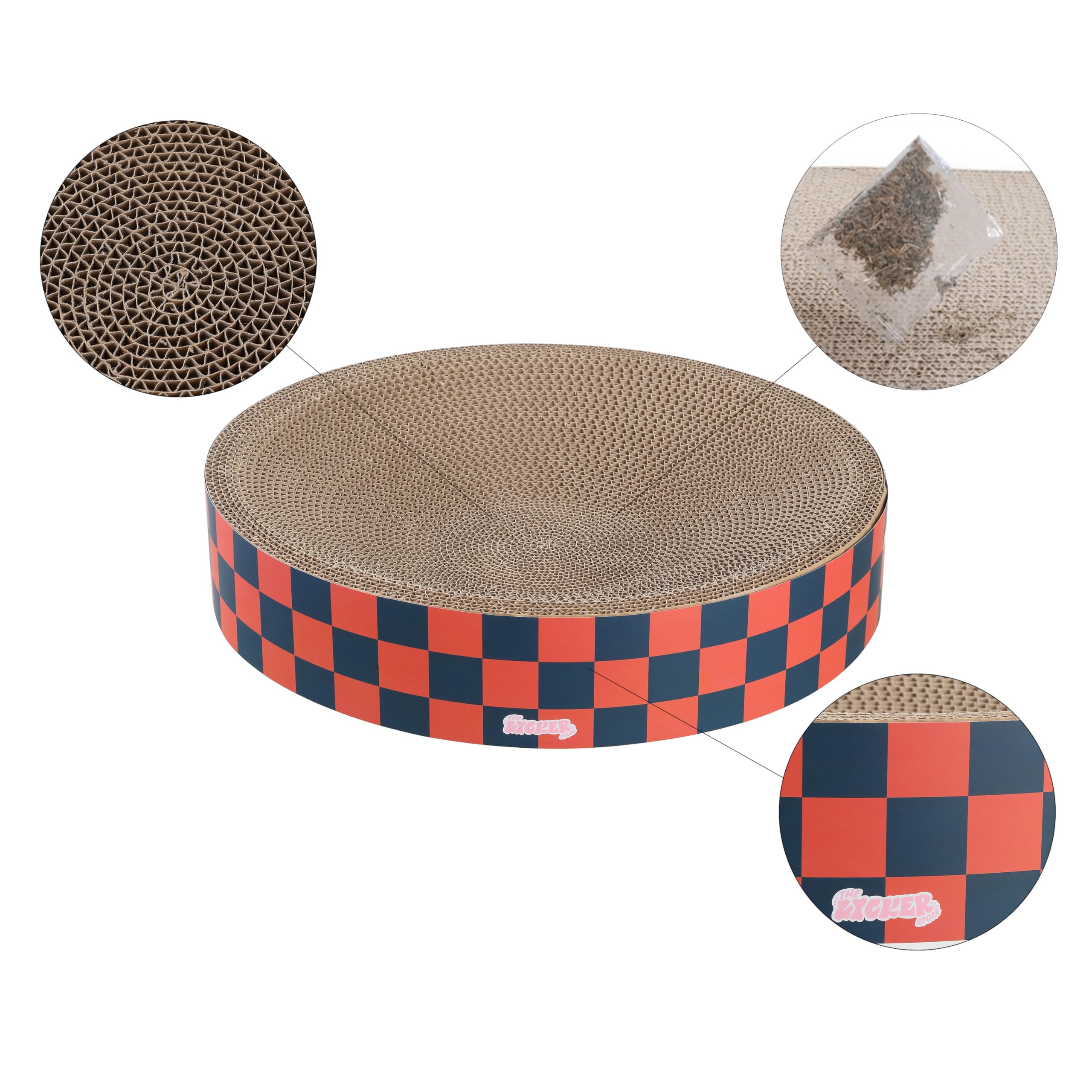 The Licker Store Csr1010D Nelson 20.13 Modern Cardboard Round Bowl Cat Scratcher With Catnip, Berry Cherry