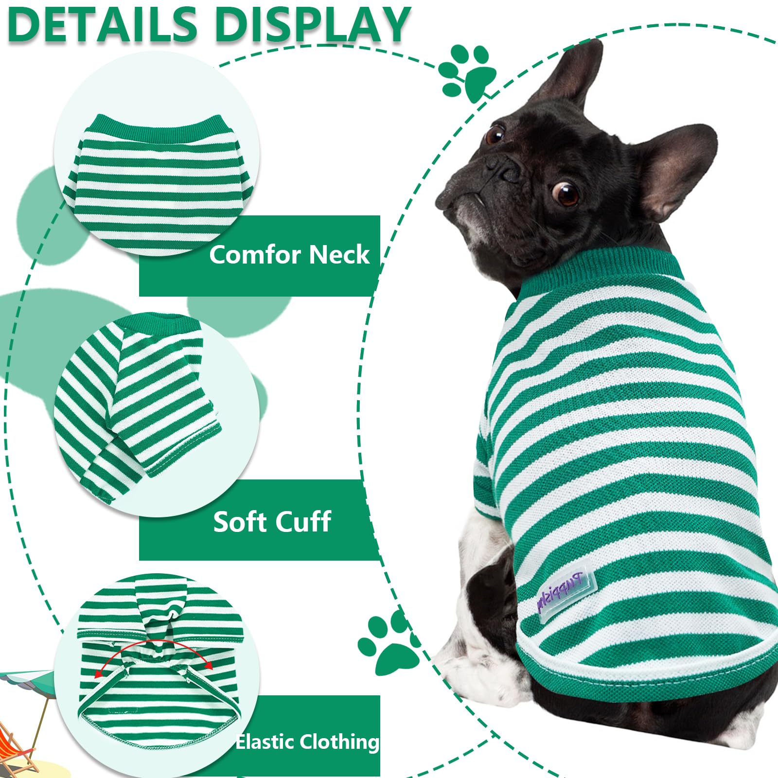 2 Pack Dog Shirt Stripe Dog Clothes For Small Dogs Puppy Clothes Cute Soft Puppy Clothes Bresthable Chihuahua Cat Clothes Xs~Xxl
