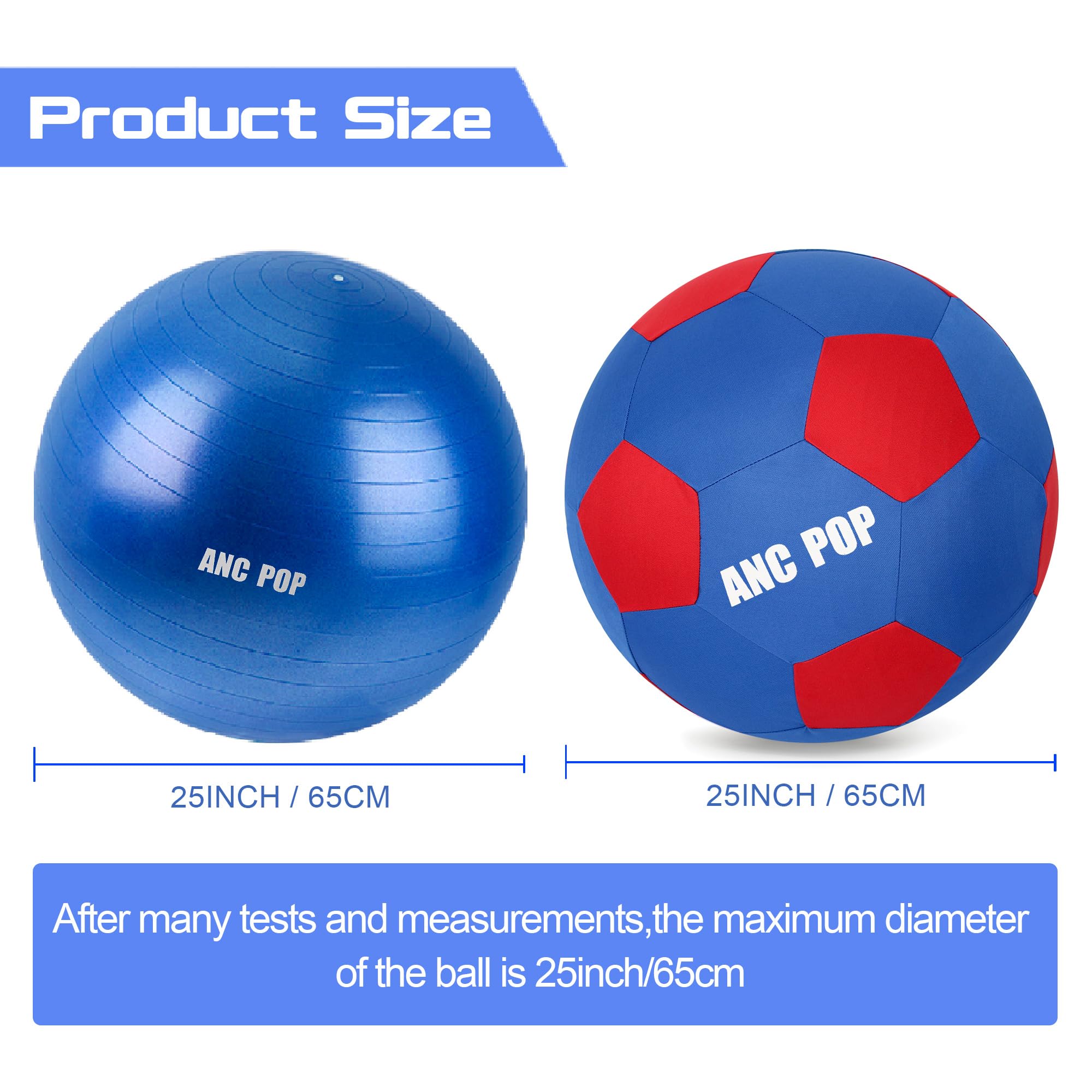Anc Pop Herding Ball For Dogs Horse Ball & Cover 25'' For Horses Large With Hand Pump For Play, Blue And Red